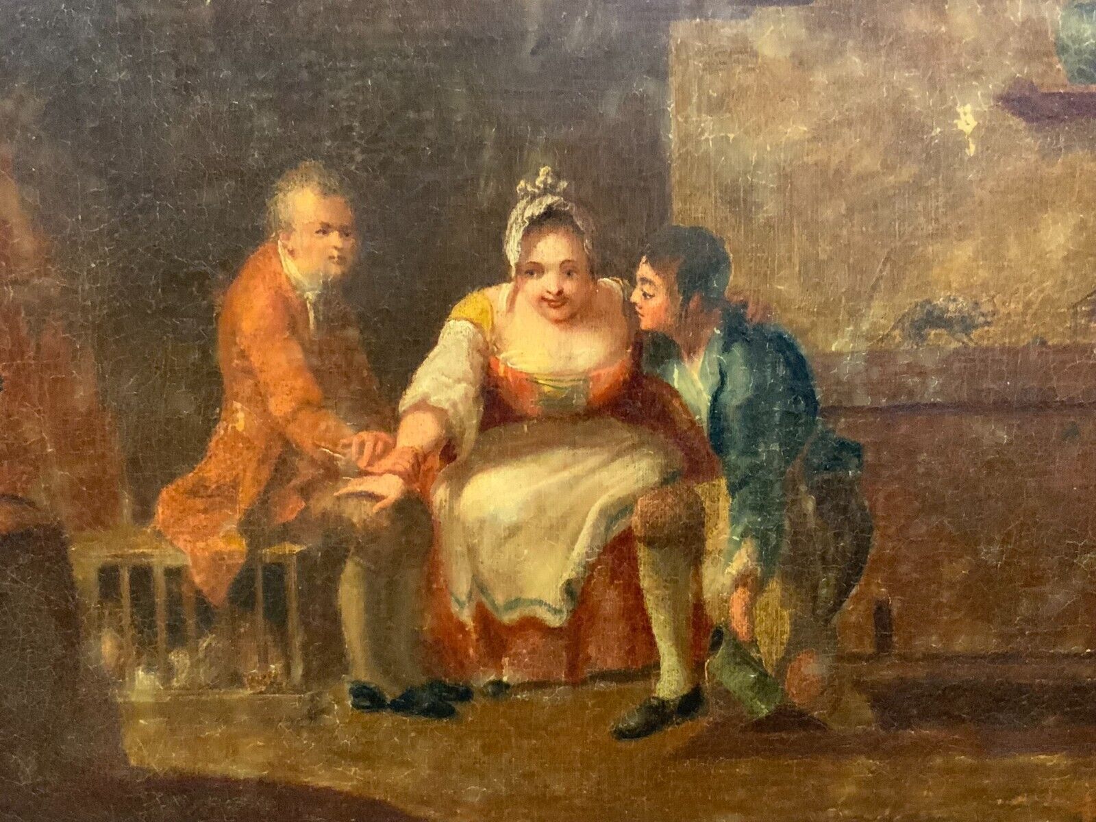 ANTIKES BAROCK GEMÄLDE ÖLGEMÄLDE 18 TES JHDT PERSONEN DER ARZTBESUCH