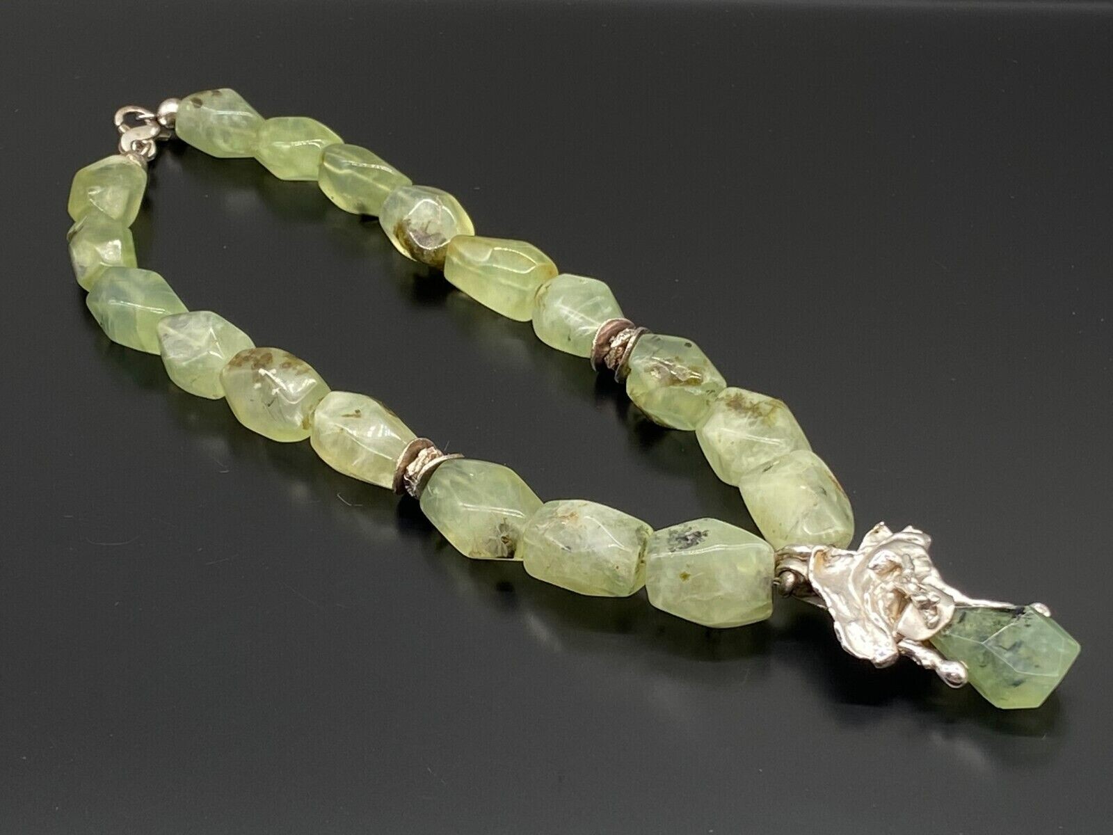 HALSKETTE COLLIER EINZELANFERTIGUNG CHRYSOPRAS MIT MASSIVEM GOLD 750 MITTELSTÜCK – Bild 11