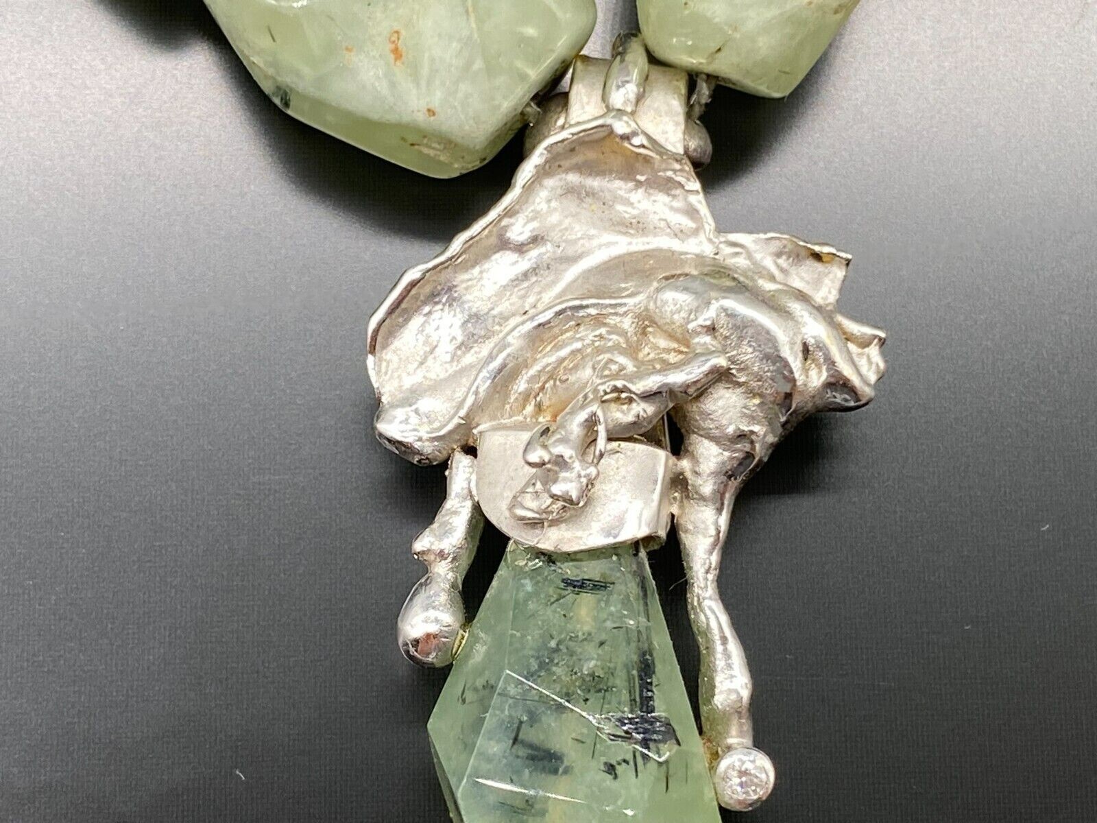 HALSKETTE COLLIER EINZELANFERTIGUNG CHRYSOPRAS MIT MASSIVEM GOLD 750 MITTELSTÜCK – Bild 12