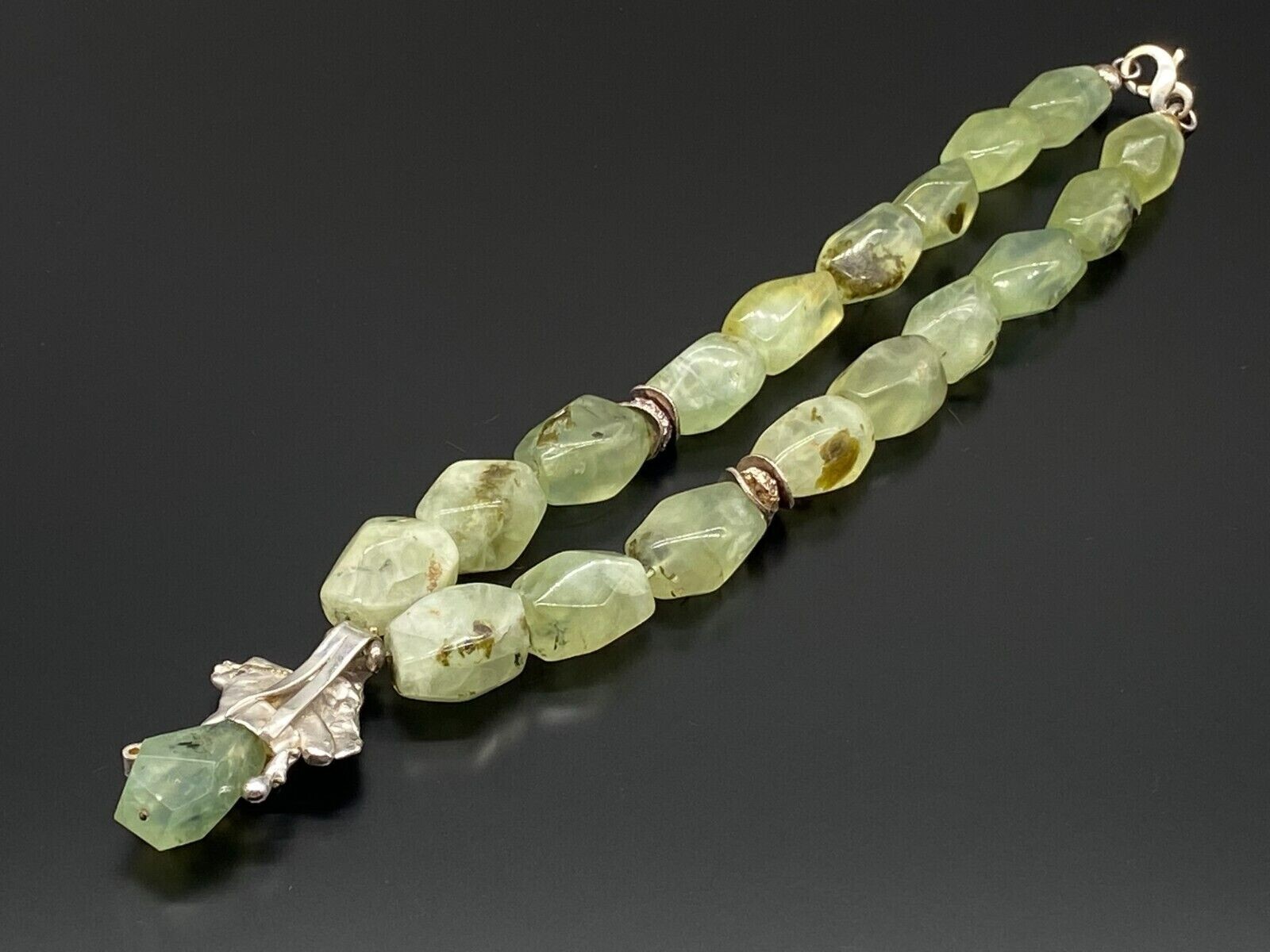HALSKETTE COLLIER EINZELANFERTIGUNG CHRYSOPRAS MIT MASSIVEM GOLD 750 MITTELSTÜCK – Bild 13