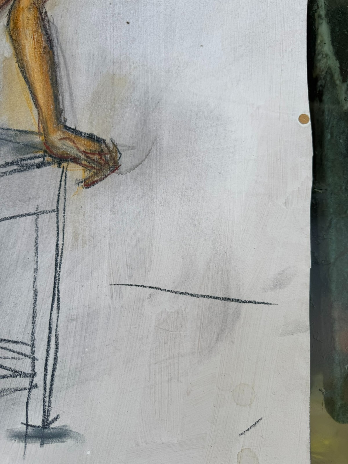 Großer Akt auf Papier, Aquarell und Kohlestift, unsigniert 55x80cm – Bild 11