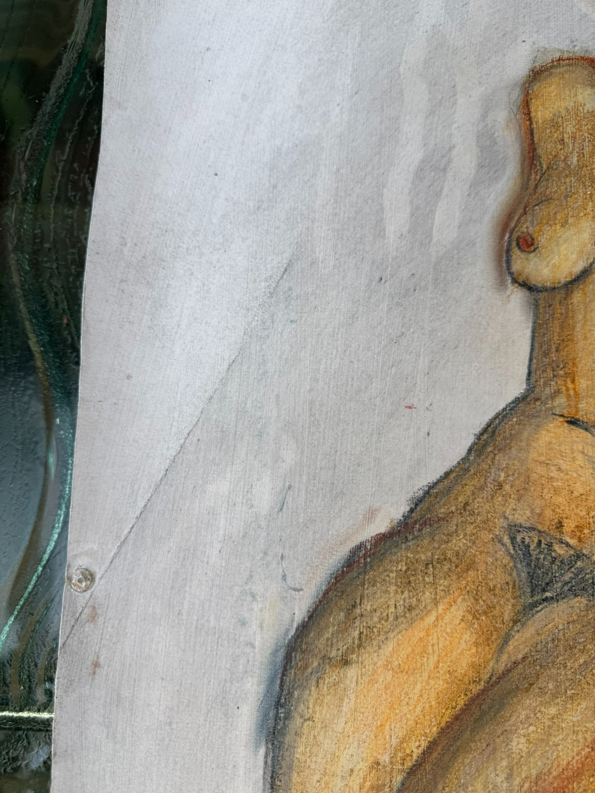 Großer Akt auf Papier, Aquarell und Kohlestift, unsigniert 55x80cm – Bild 6