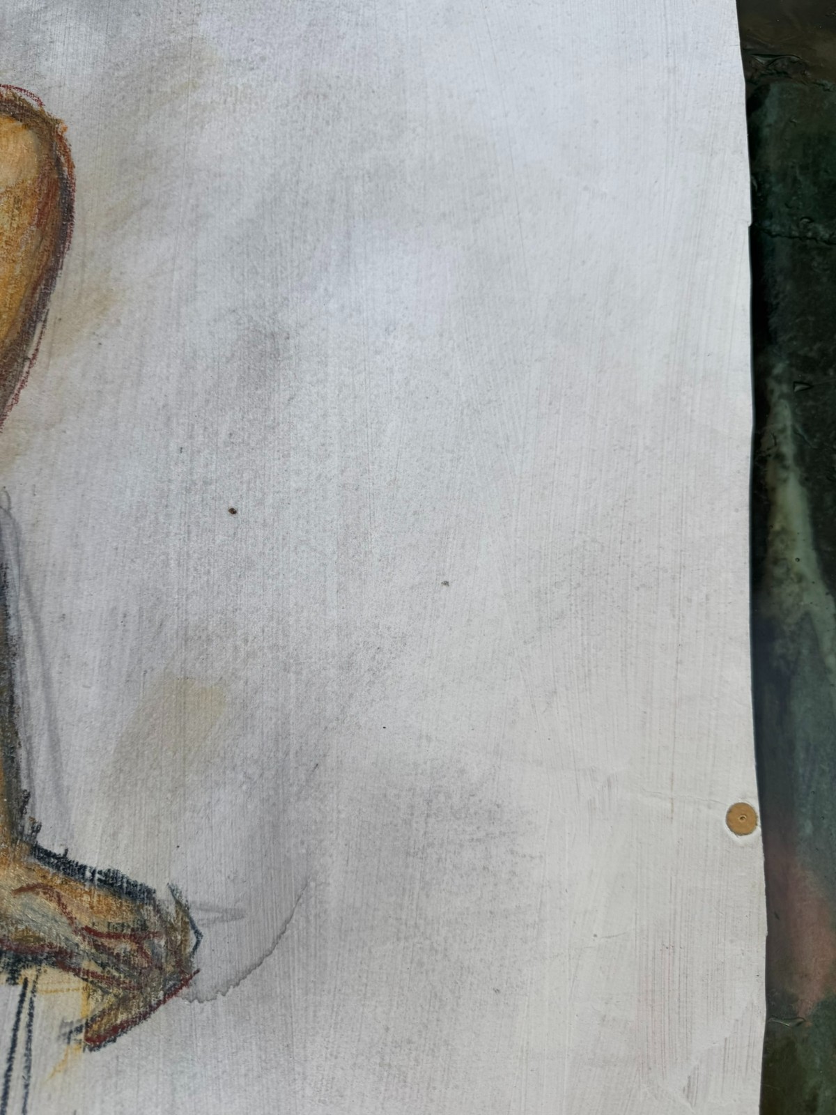 Großer Akt auf Papier, Aquarell und Kohlestift, unsigniert 55x80cm – Bild 8