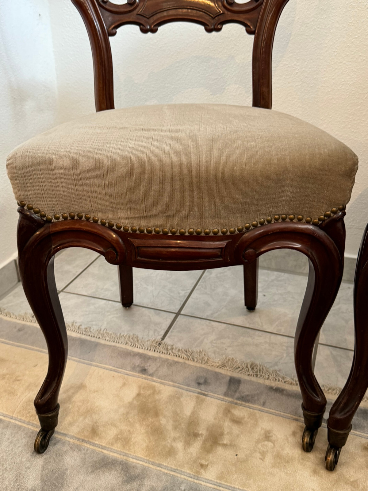 3x ANTIKER LOUIS PHILIPPE STUHL UM 1870 MAHAGONI MASSIV ANTIKE STÜHLE – Bild 3