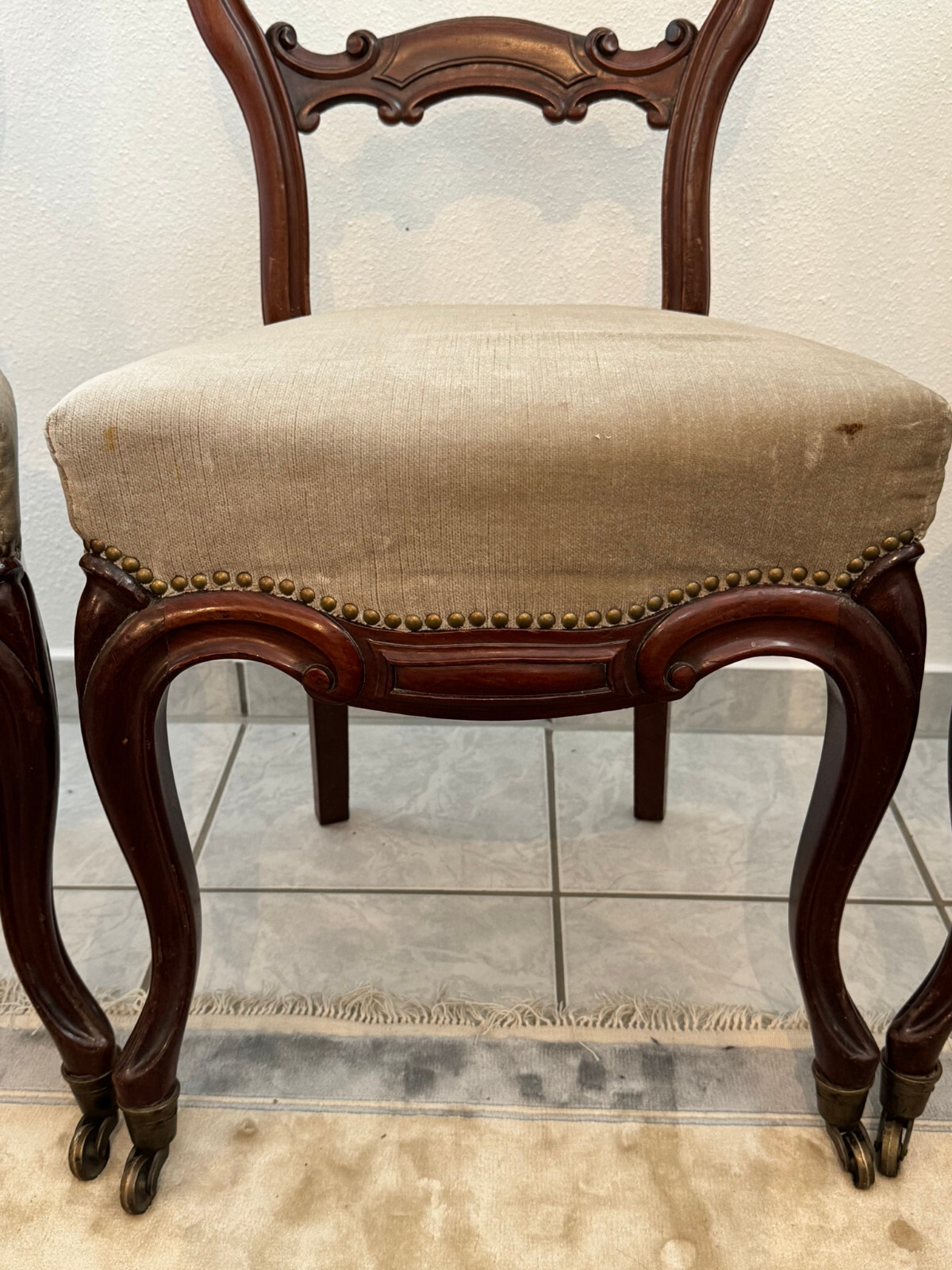 3x ANTIKER LOUIS PHILIPPE STUHL UM 1870 MAHAGONI MASSIV ANTIKE STÜHLE – Bild 4