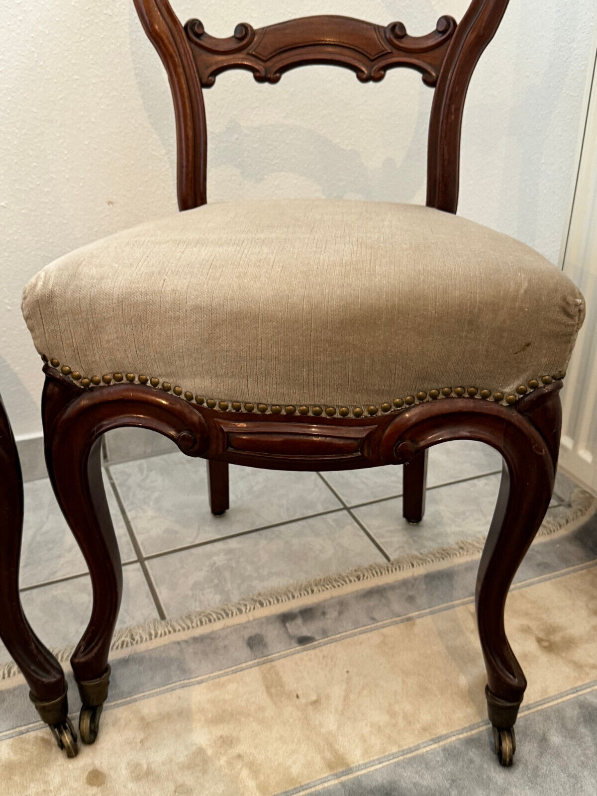 3x ANTIKER LOUIS PHILIPPE STUHL UM 1870 MAHAGONI MASSIV ANTIKE STÜHLE – Bild 5