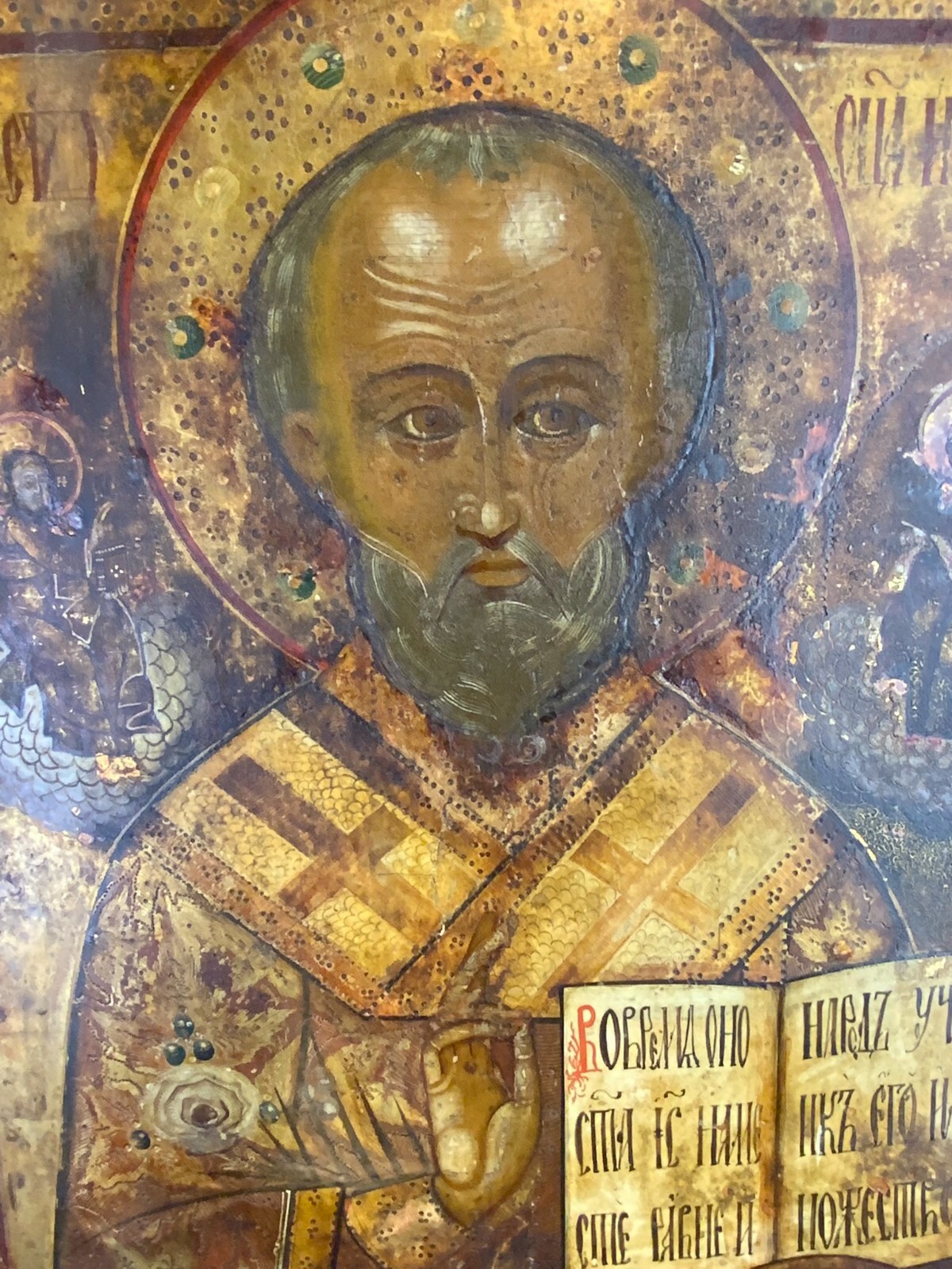 IKONE RUSSLAND HEILIGER NIKOLAUS 18/19 TES JHDT 38x48cm HANDBEMALT AUF HOLZ