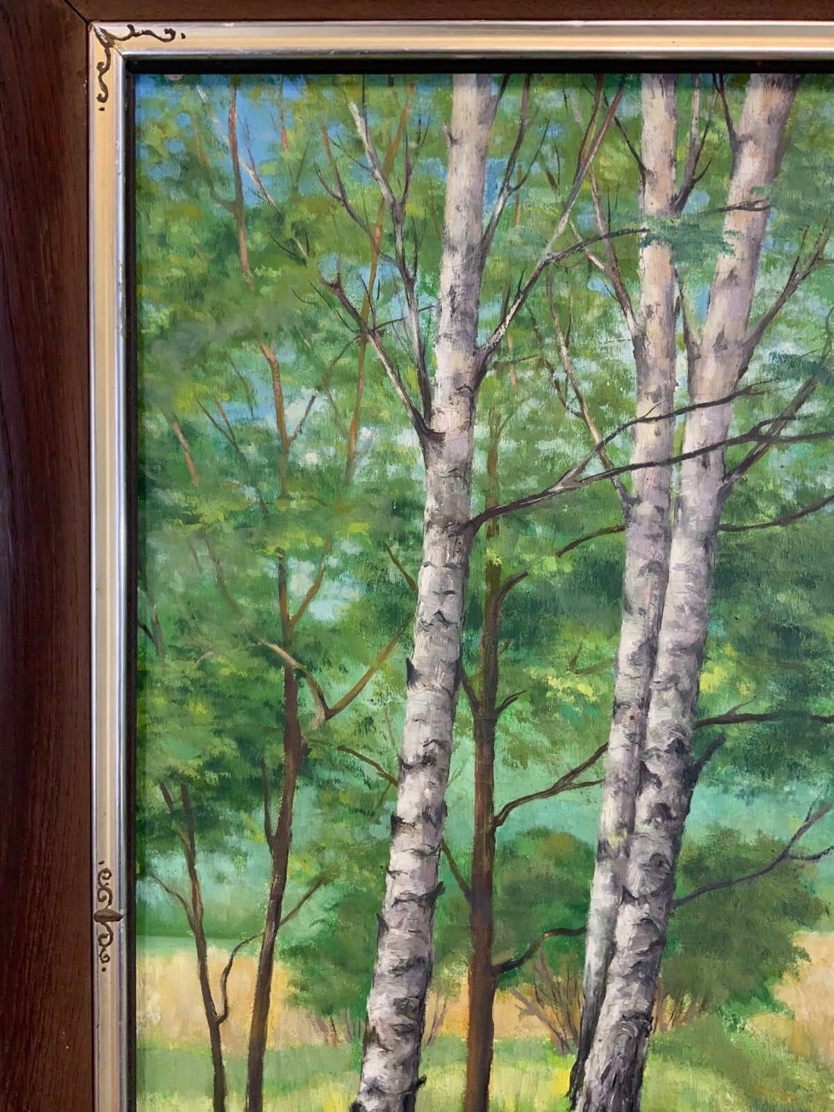 ÖLGEMÄLDE LANDSCHAFT SIGNIERT A. KREISEL LICHTUNG NACH WALD RAHMEN – Bild 5