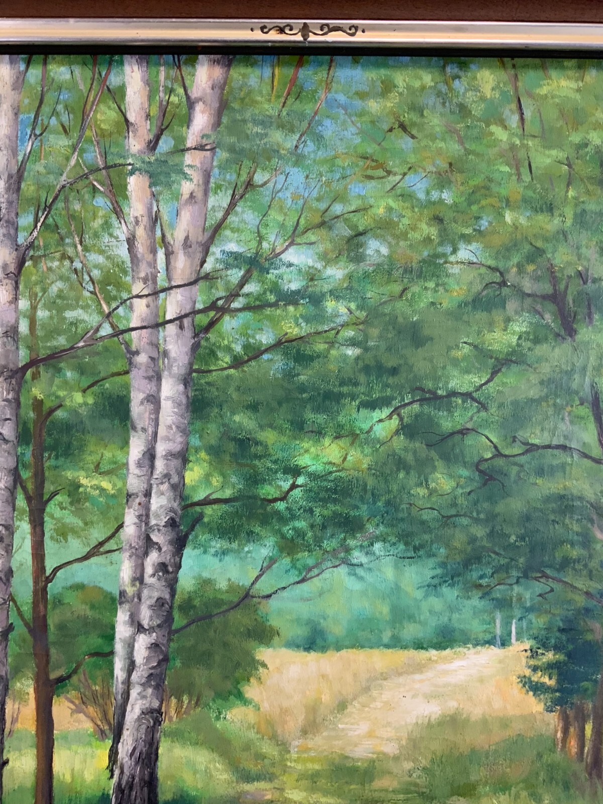 ÖLGEMÄLDE LANDSCHAFT SIGNIERT A. KREISEL LICHTUNG NACH WALD RAHMEN – Bild 6