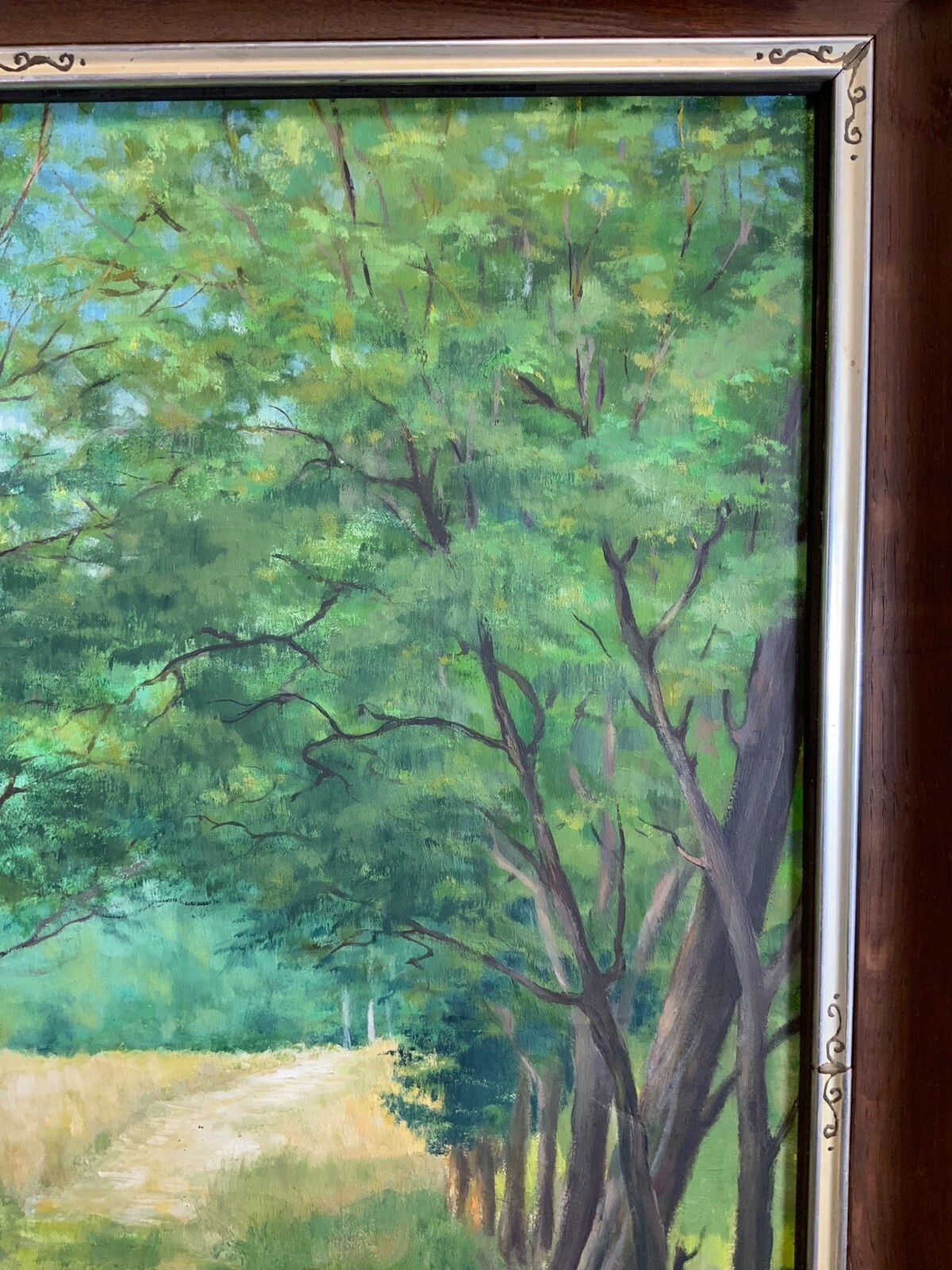 ÖLGEMÄLDE LANDSCHAFT SIGNIERT A. KREISEL LICHTUNG NACH WALD RAHMEN – Bild 7