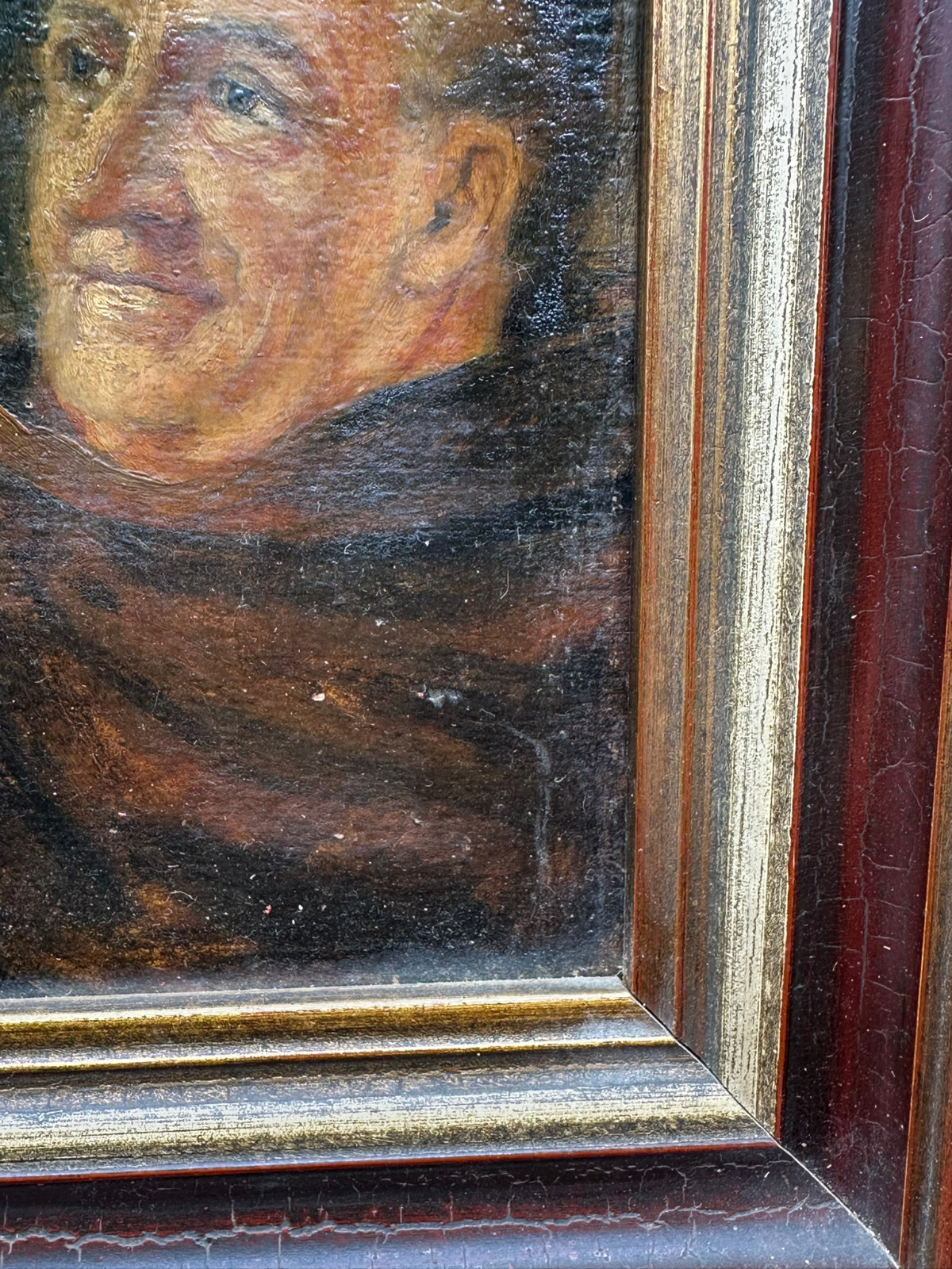 ÖLGEMÄLDE PORTRAIT PRIESTER MIT WEINGLAS GERAHMT 28x32cm – Bild 14