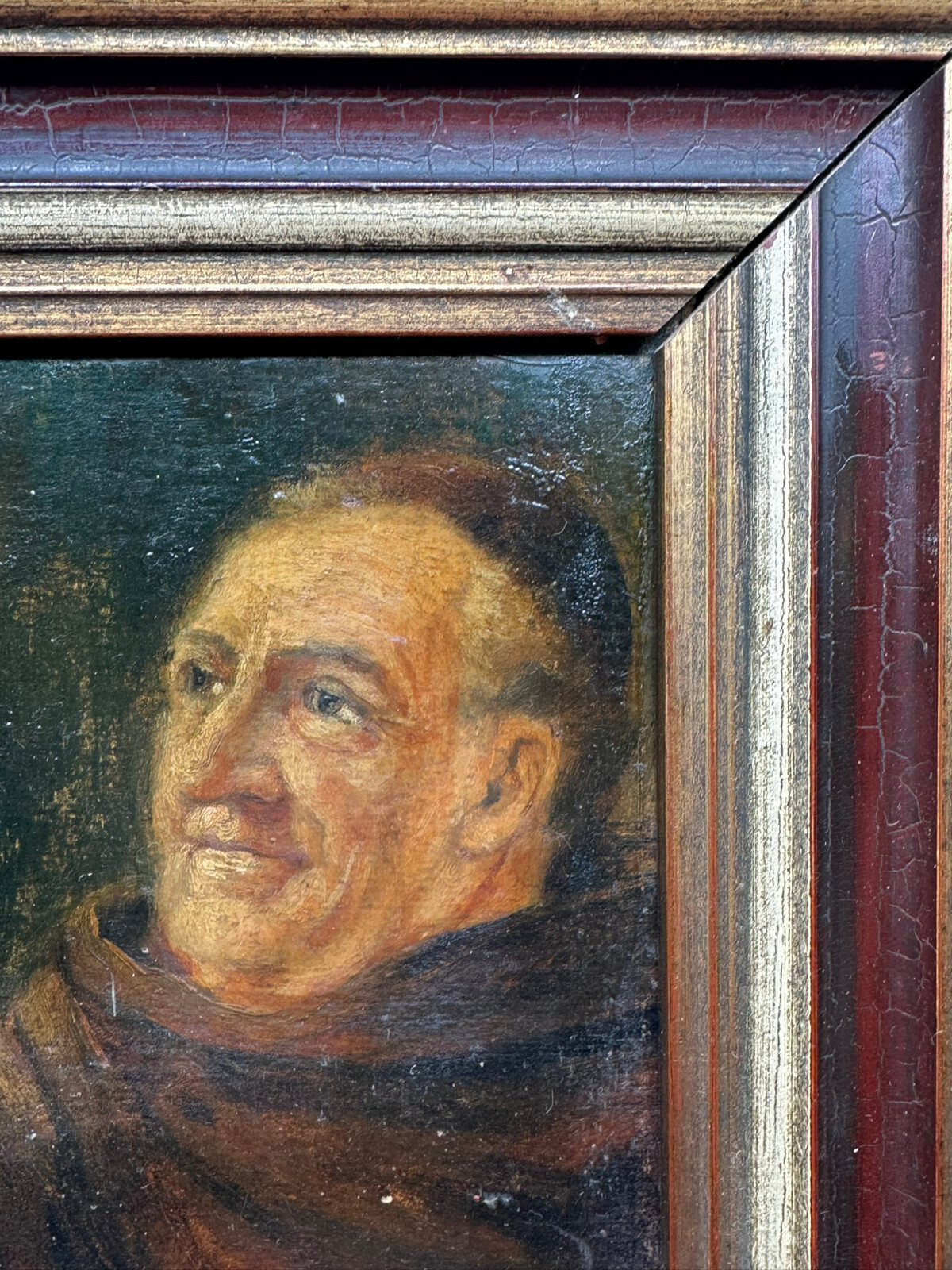 ÖLGEMÄLDE PORTRAIT PRIESTER MIT WEINGLAS GERAHMT 28x32cm – Bild 15