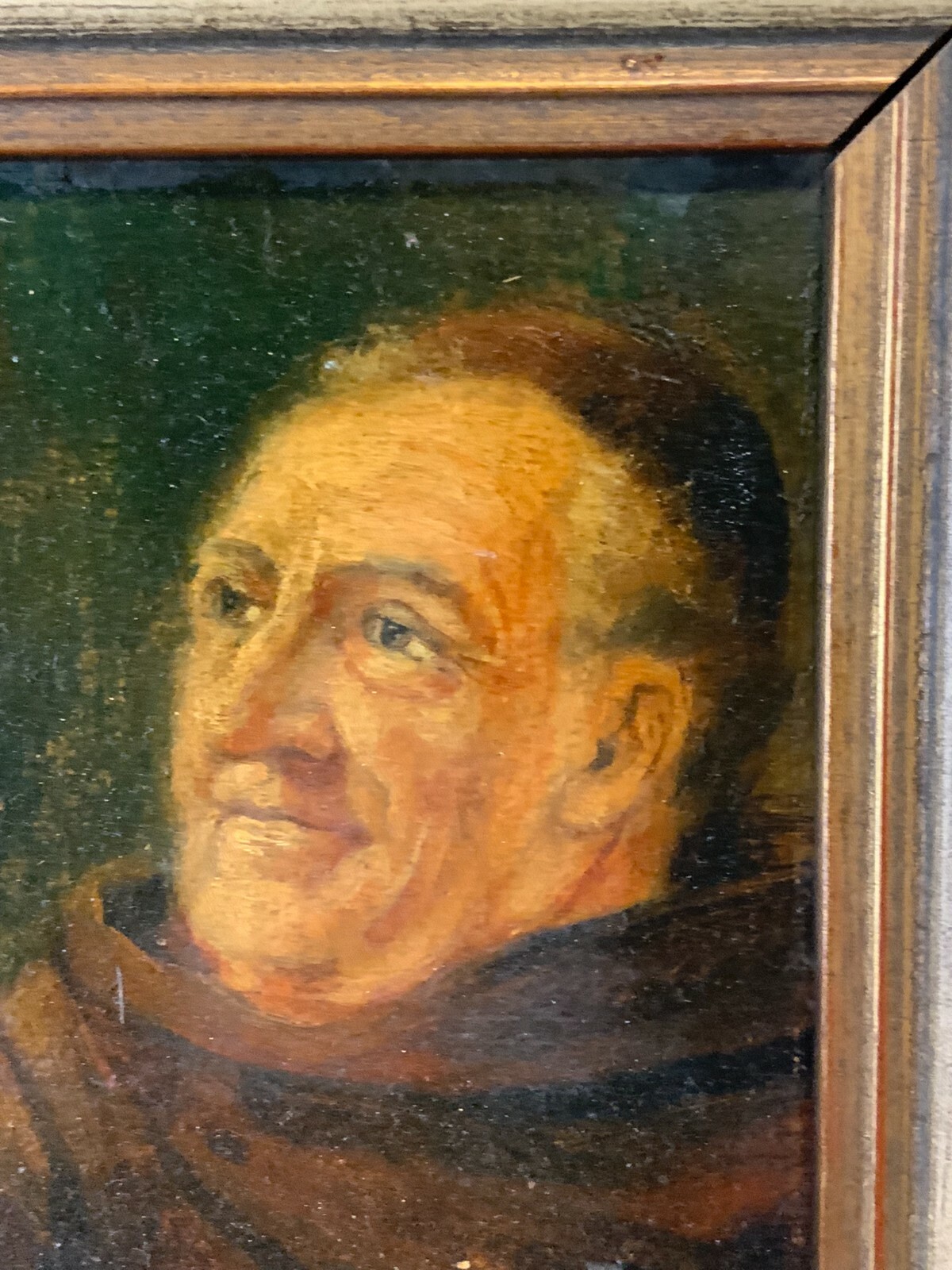 ÖLGEMÄLDE PORTRAIT PRIESTER MIT WEINGLAS GERAHMT 28x32cm – Bild 5