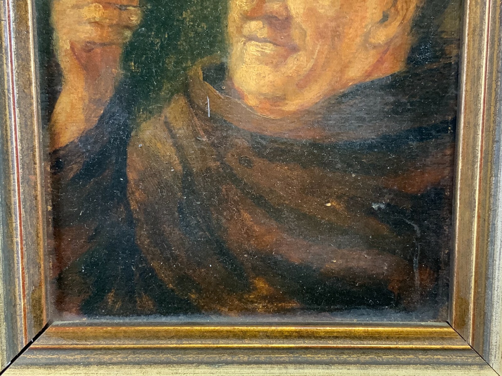 ÖLGEMÄLDE PORTRAIT PRIESTER MIT WEINGLAS GERAHMT 28x32cm – Bild 6
