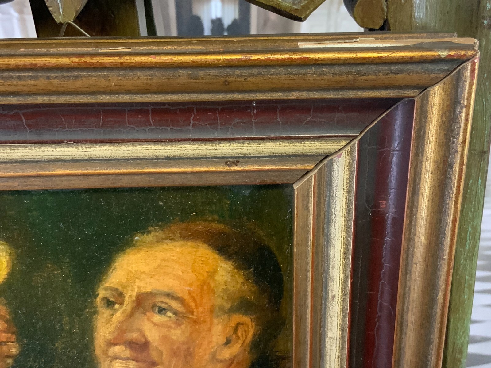 ÖLGEMÄLDE PORTRAIT PRIESTER MIT WEINGLAS GERAHMT 28x32cm – Bild 9