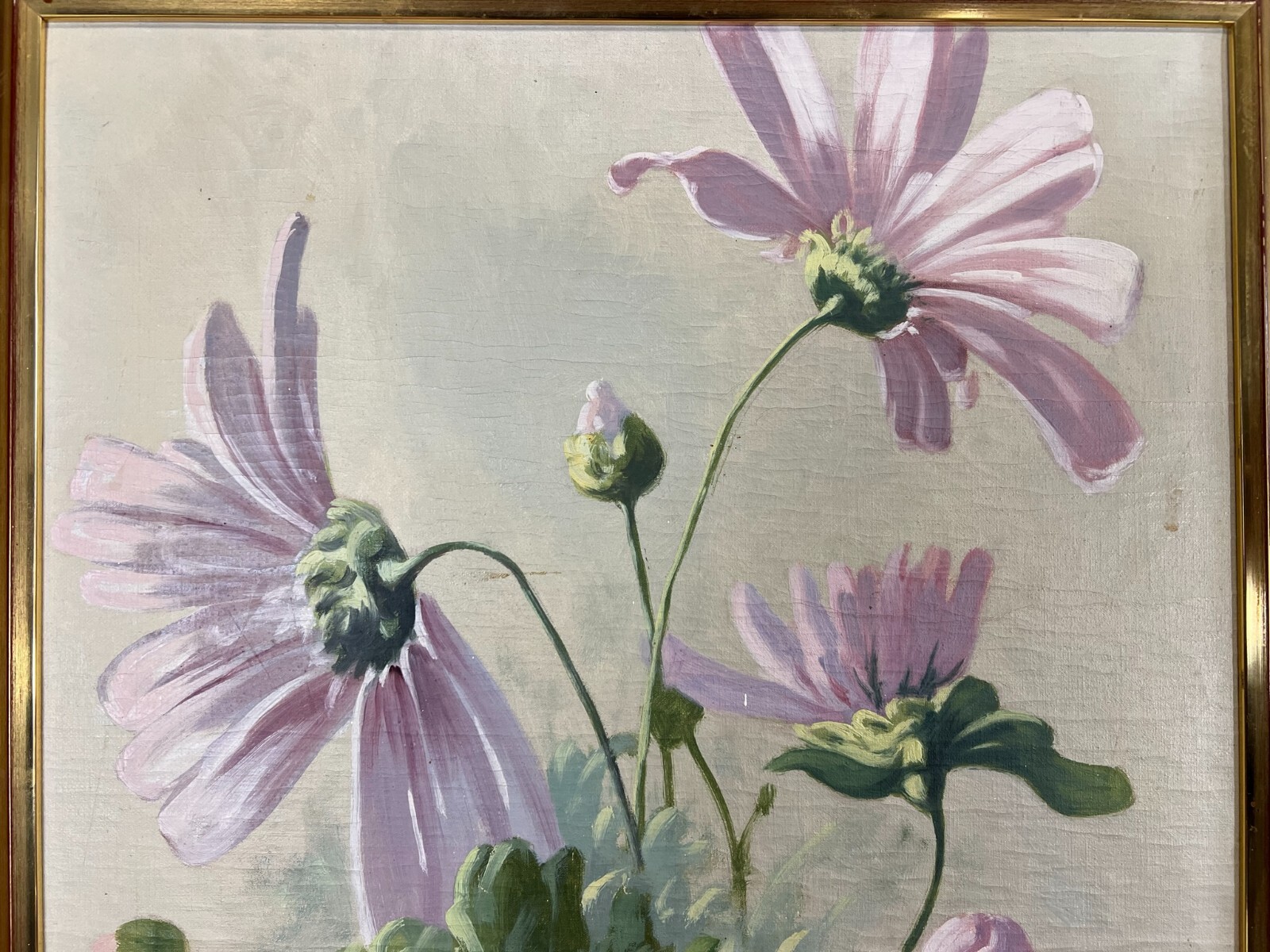 ÖLGEMÄLDE AUF LEINWAND BLUMEN STILLLEBEN 46x105cm MIT RAHMEN – Bild 5