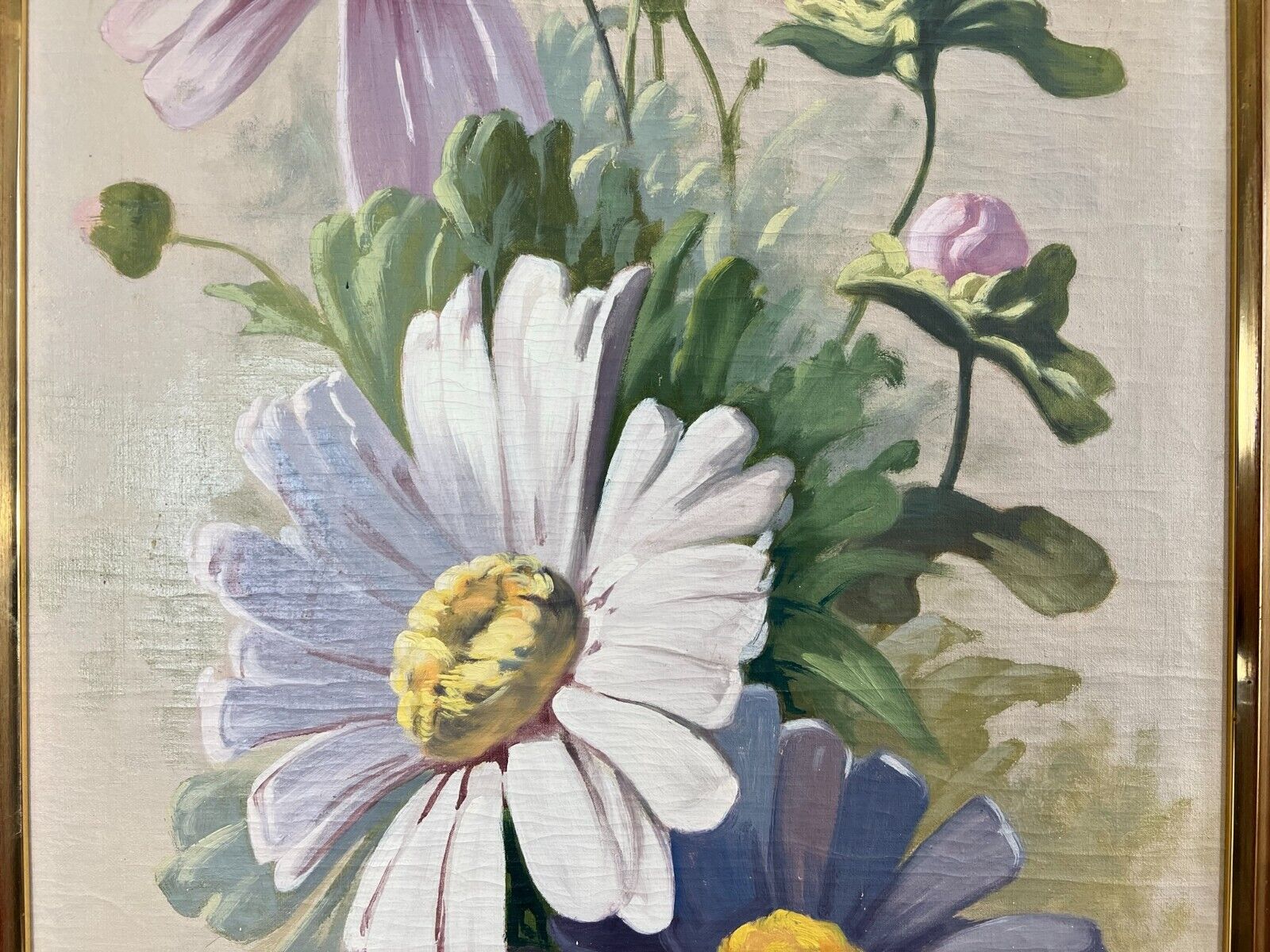 ÖLGEMÄLDE AUF LEINWAND BLUMEN STILLLEBEN 46x105cm MIT RAHMEN – Bild 6