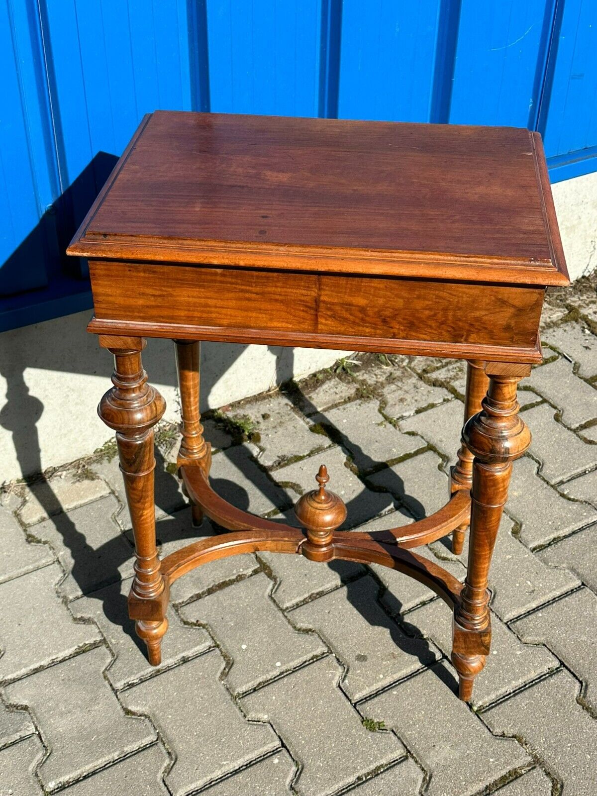 ANTIKER NÄHTISCH BEISTELLTISCH UM 1880 NUSSBAUM MASSIV HOLLAND – Bild 15