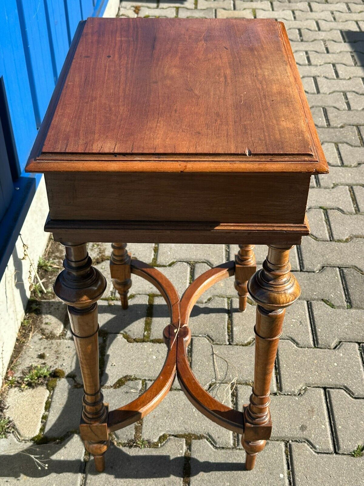 ANTIKER NÄHTISCH BEISTELLTISCH UM 1880 NUSSBAUM MASSIV HOLLAND – Bild 8