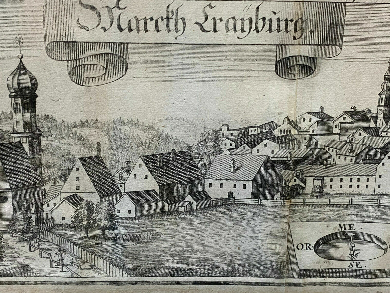 ANTIKER STICH MARKT KRAIBURG HOCHWERTIG GERAHMT SCHÖNER ZUSTAND – Bild 3