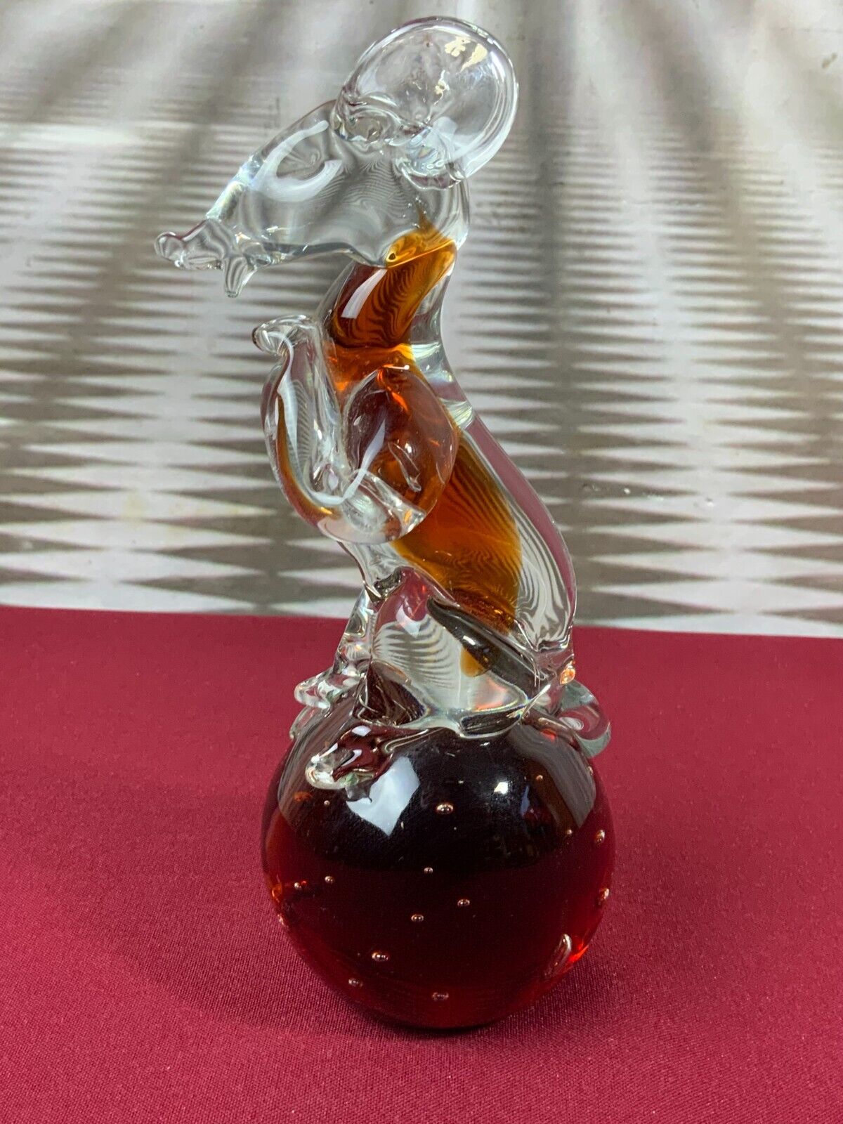 MASSIVE GLASFIGUR MAUS AUF KUGEL HANDARBEIT 20,5cm HOCH 1,1kg TOP ZUSTAND – Bild 4