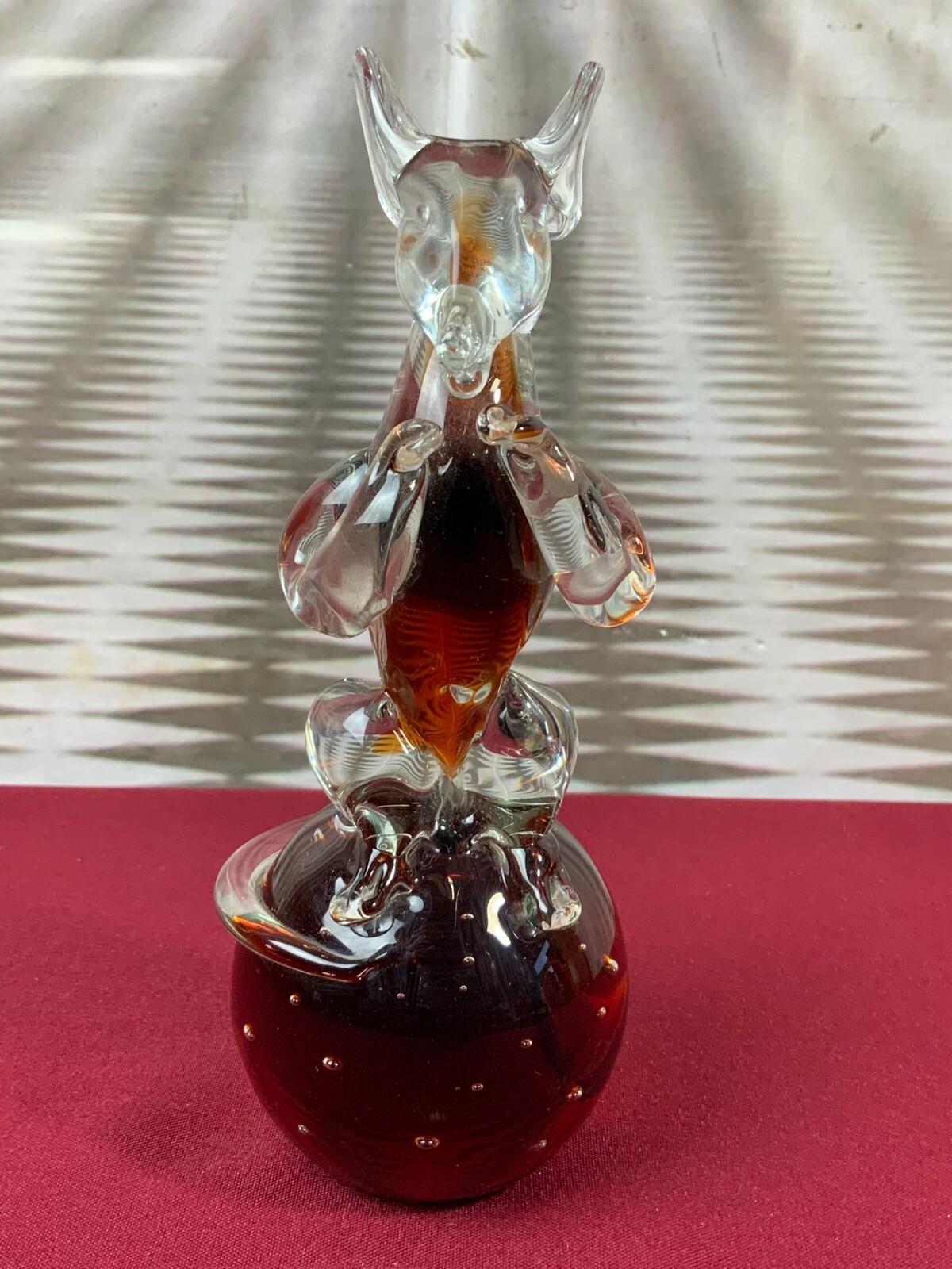 MASSIVE GLASFIGUR MAUS AUF KUGEL HANDARBEIT 20,5cm HOCH 1,1kg TOP ZUSTAND