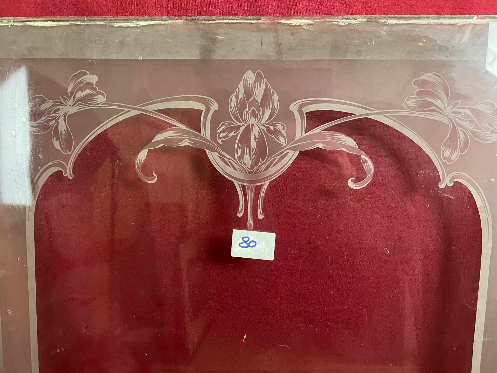 ANTIKE GLASSCHEIBE JUGENDSTIL ORIGINAL UM 1910 GIRLANDEN 75,6x0,6x142,7cm CHIP – Bild 13