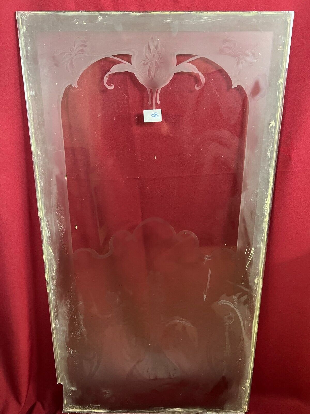 ANTIKE GLASSCHEIBE JUGENDSTIL ORIGINAL UM 1910 GIRLANDEN 75,6x0,6x142,7cm CHIP – Bild 3