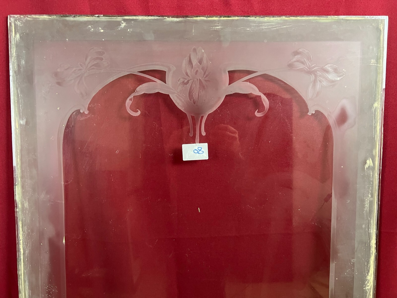ANTIKE GLASSCHEIBE JUGENDSTIL ORIGINAL UM 1910 GIRLANDEN 75,6x0,6x142,7cm CHIP – Bild 4