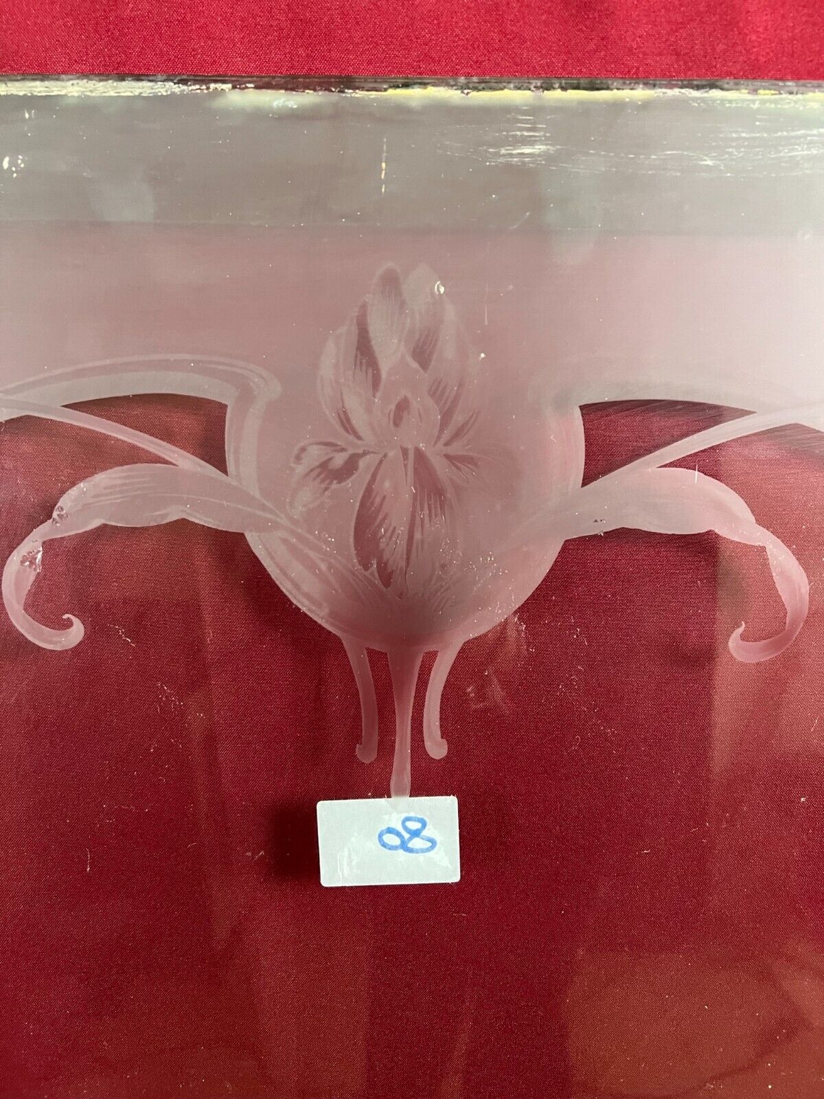 ANTIKE GLASSCHEIBE JUGENDSTIL ORIGINAL UM 1910 GIRLANDEN 75,6x0,6x142,7cm CHIP – Bild 7