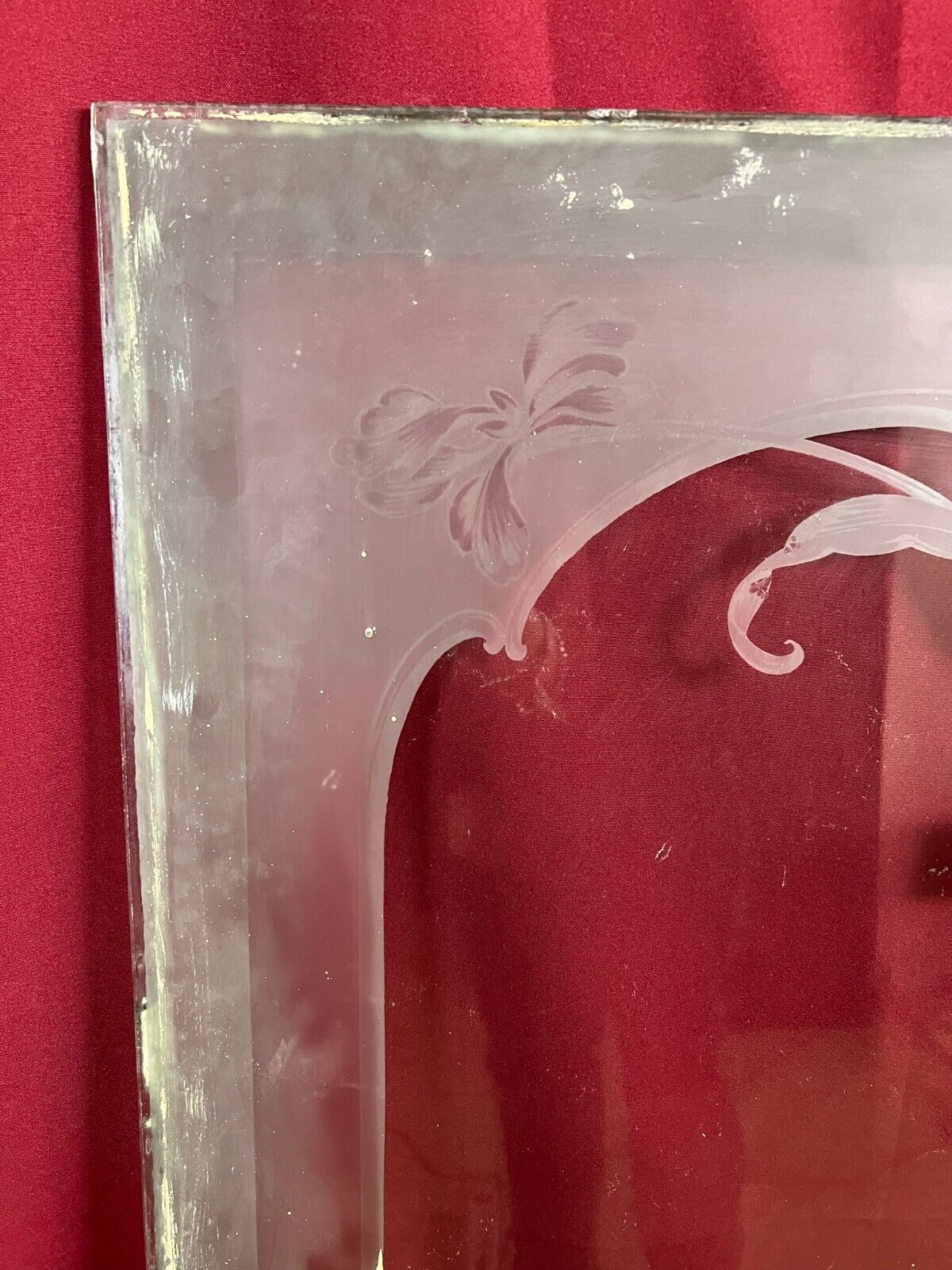 ANTIKE GLASSCHEIBE JUGENDSTIL ORIGINAL UM 1910 GIRLANDEN 75,6x0,6x142,7cm CHIP – Bild 9