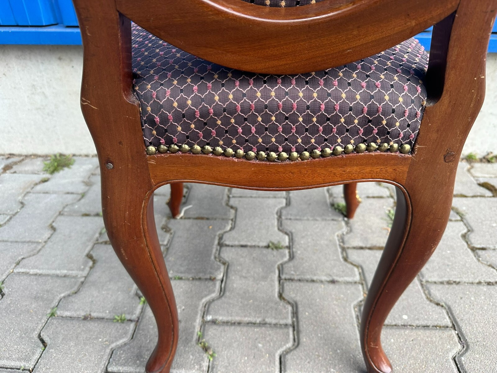 ANTIKER STUHL UM 1920 LOUIS SEIZE STIL NEU BEZOGEN MESSING APPLIKEN – Bild 9