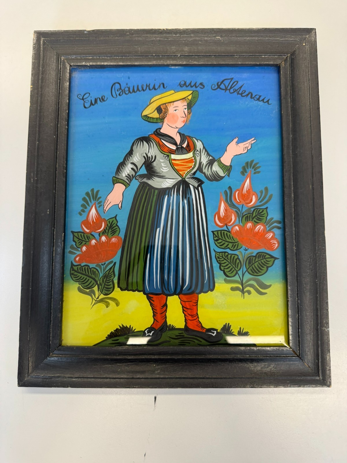 HINTERGLASMALEREI PORTRAIT BÄUERIN AUS ALTENAU FRAU