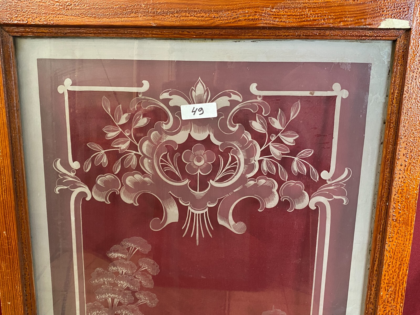 ANTIKE GLASSCHEIBE HISTORISMUS / JUGENDSTIL UM 1890 GALANTE PERSONEN 51x111cm – Bild 3