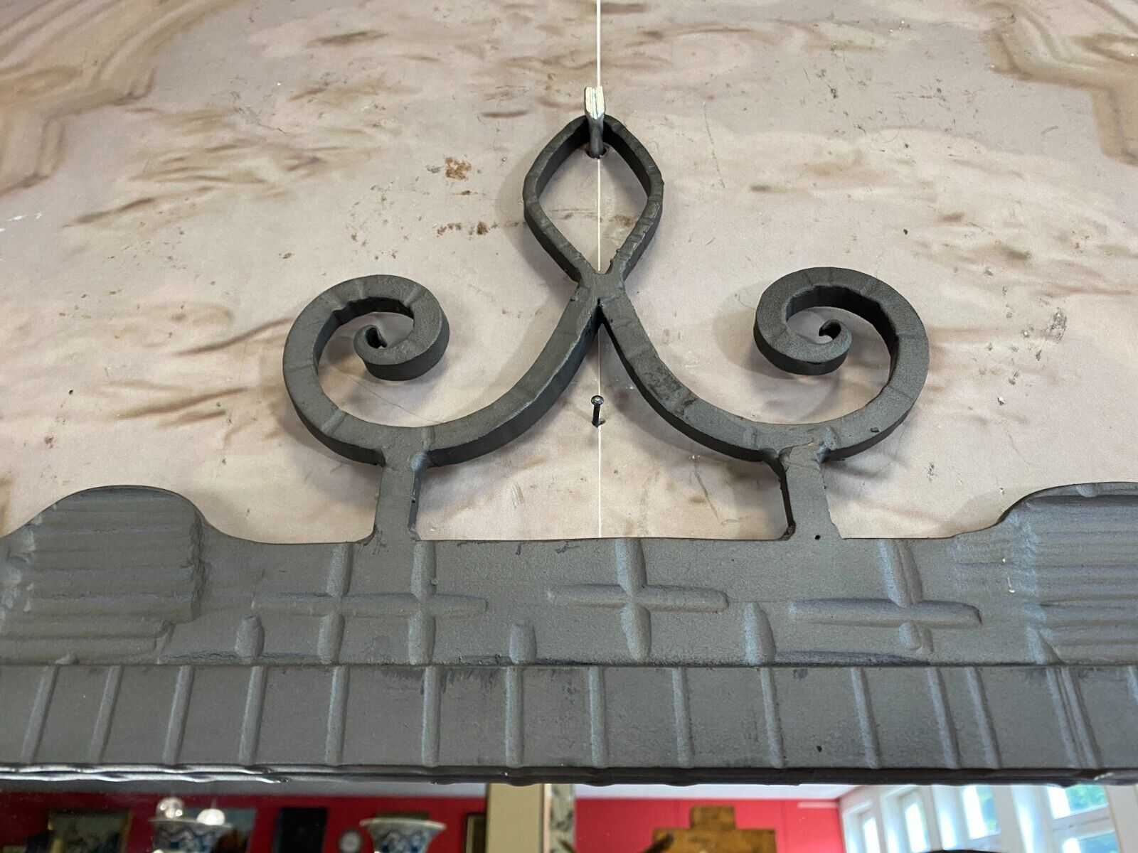 VINTAGE WANDSPIEGEL SPIEGEL AUS METALL MASSIV GEARBEITET UND SEHR SCHWER – Bild 3