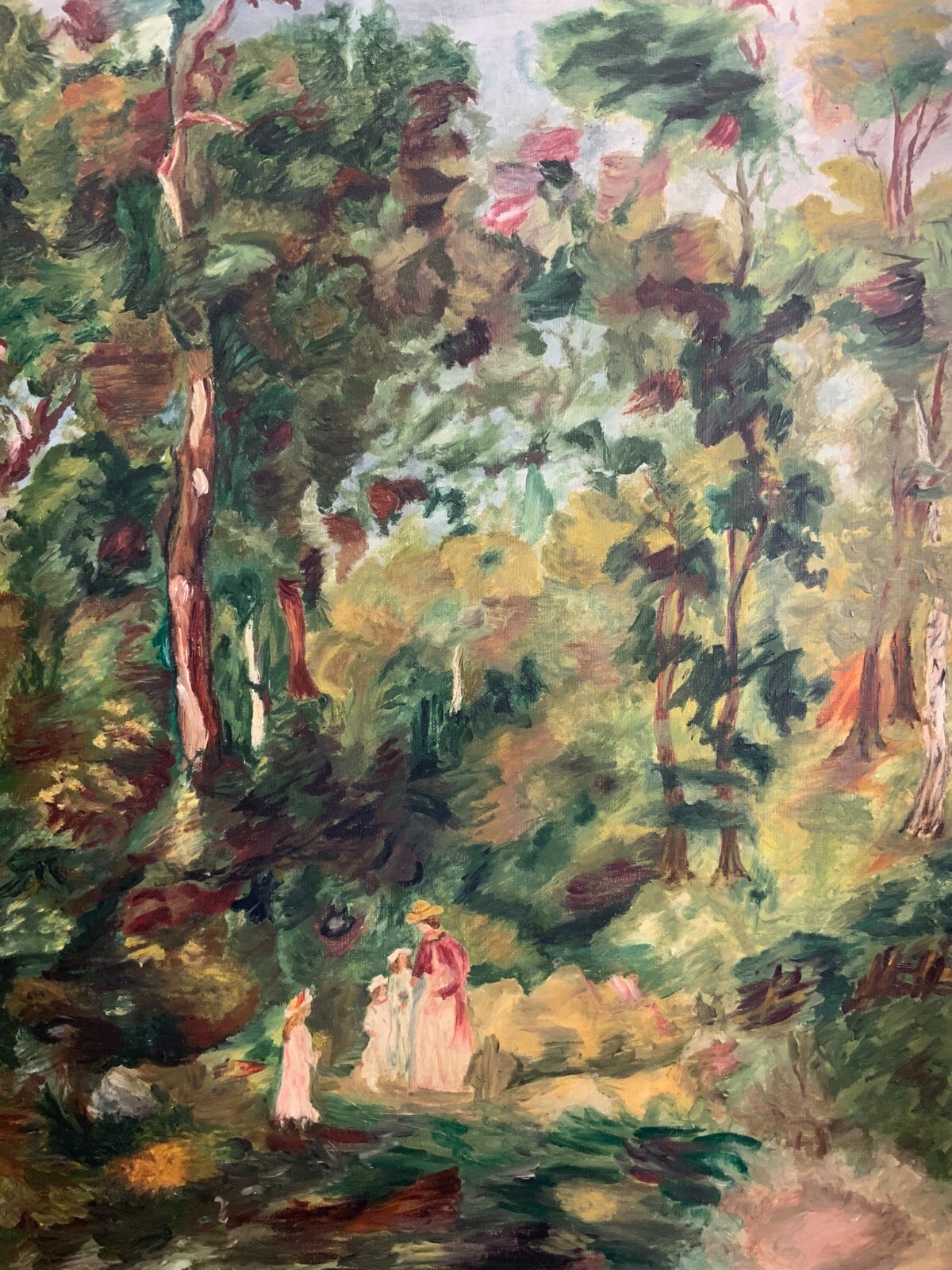 ÖL GEMÄLDE GERAHMT KOPIE NACH RENOIR IM WALD BEI LORECIENNES MIT RAHMEN 62x77cm – Bild 3