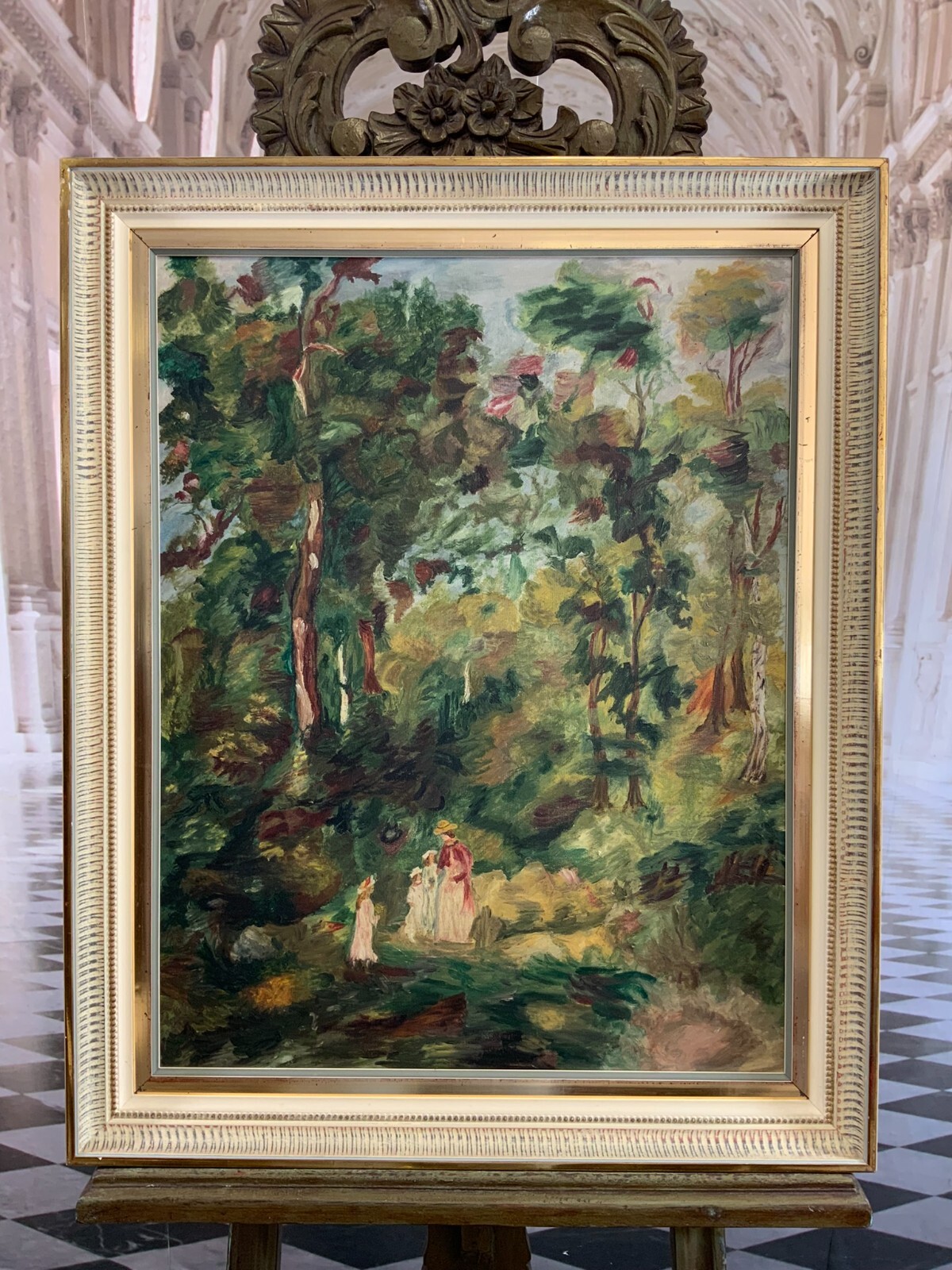 ÖL GEMÄLDE GERAHMT KOPIE NACH RENOIR IM WALD BEI LORECIENNES MIT RAHMEN 62x77cm – Bild 4