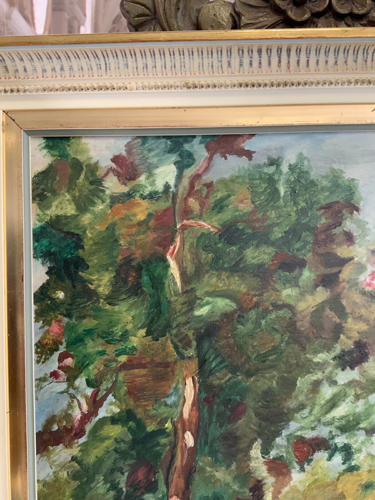ÖL GEMÄLDE GERAHMT KOPIE NACH RENOIR IM WALD BEI LORECIENNES MIT RAHMEN 62x77cm – Bild 5