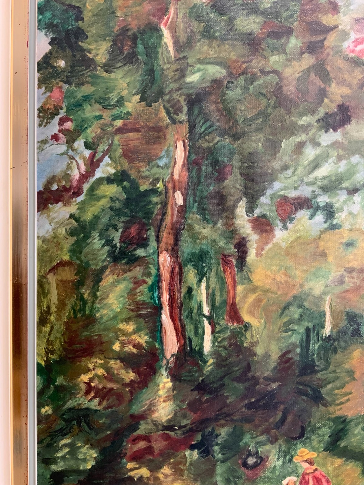 ÖL GEMÄLDE GERAHMT KOPIE NACH RENOIR IM WALD BEI LORECIENNES MIT RAHMEN 62x77cm – Bild 7