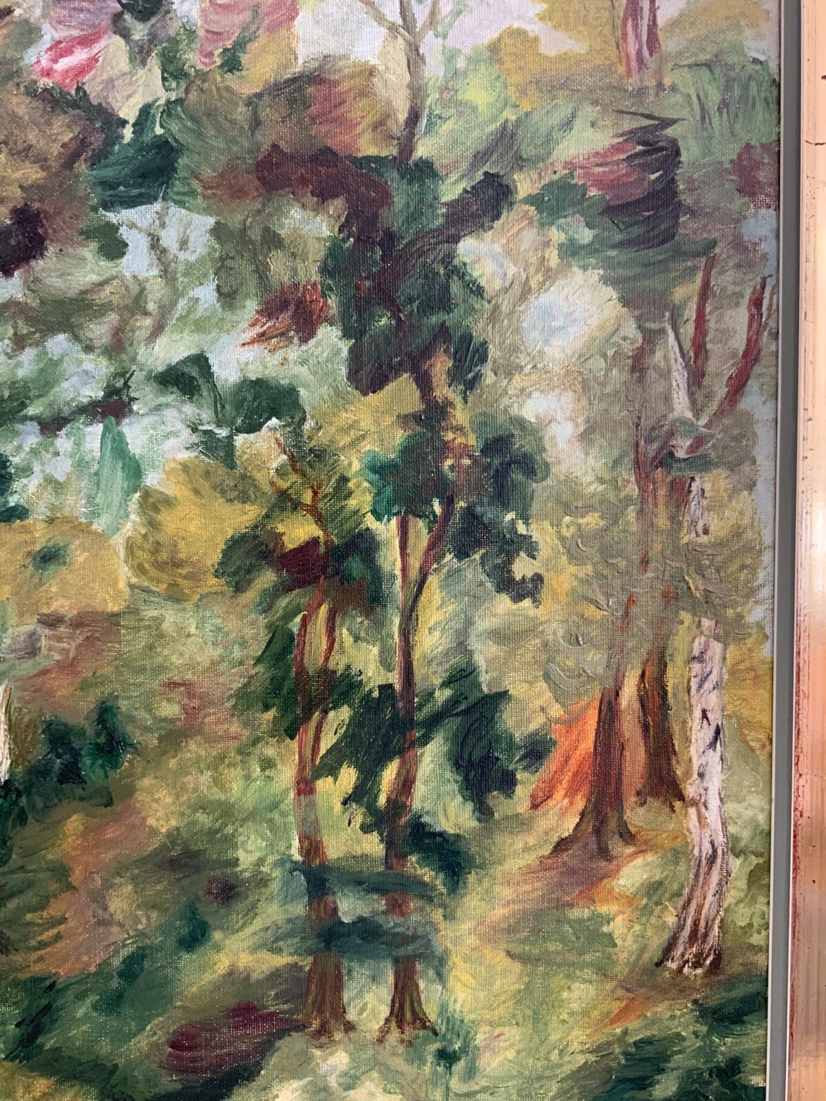 ÖL GEMÄLDE GERAHMT KOPIE NACH RENOIR IM WALD BEI LORECIENNES MIT RAHMEN 62x77cm – Bild 8