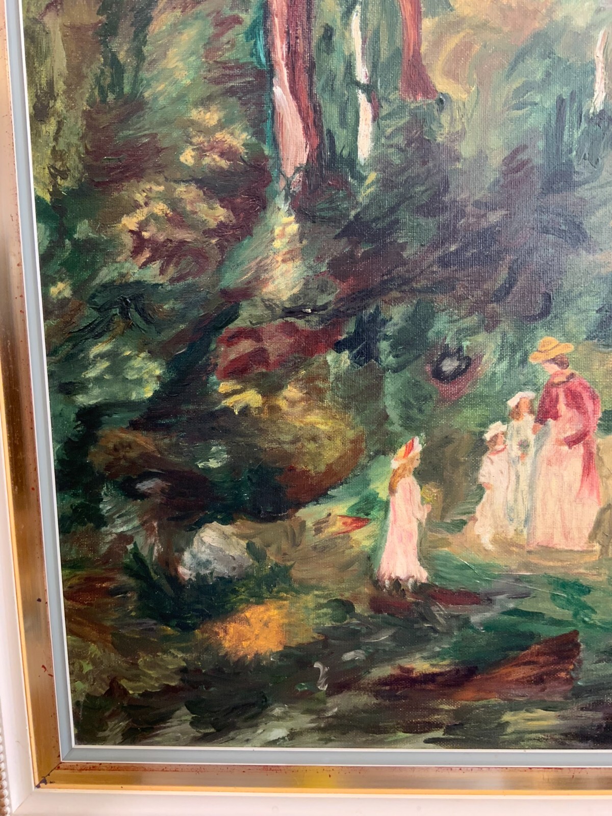 ÖL GEMÄLDE GERAHMT KOPIE NACH RENOIR IM WALD BEI LORECIENNES MIT RAHMEN 62x77cm – Bild 9