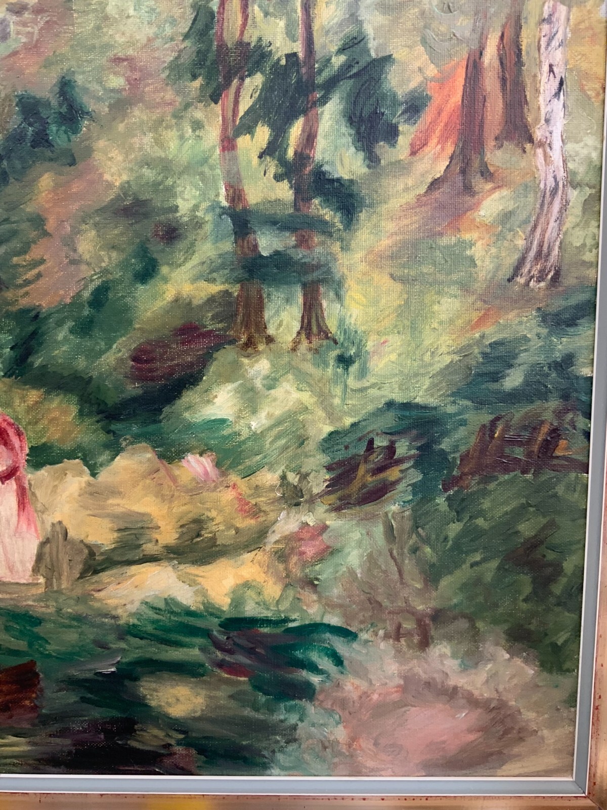 ÖL GEMÄLDE GERAHMT KOPIE NACH RENOIR IM WALD BEI LORECIENNES MIT RAHMEN 62x77cm – Bild 10