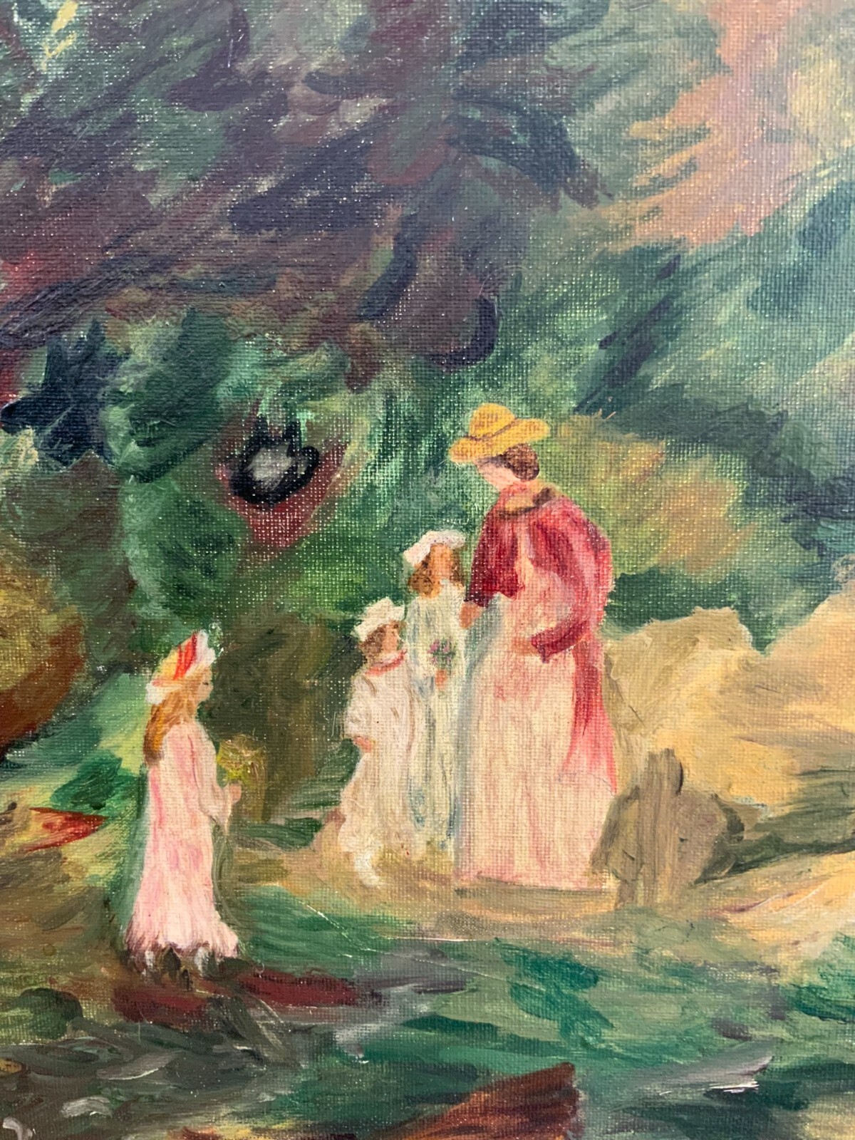 ÖL GEMÄLDE GERAHMT KOPIE NACH RENOIR IM WALD BEI LORECIENNES MIT RAHMEN 62x77cm