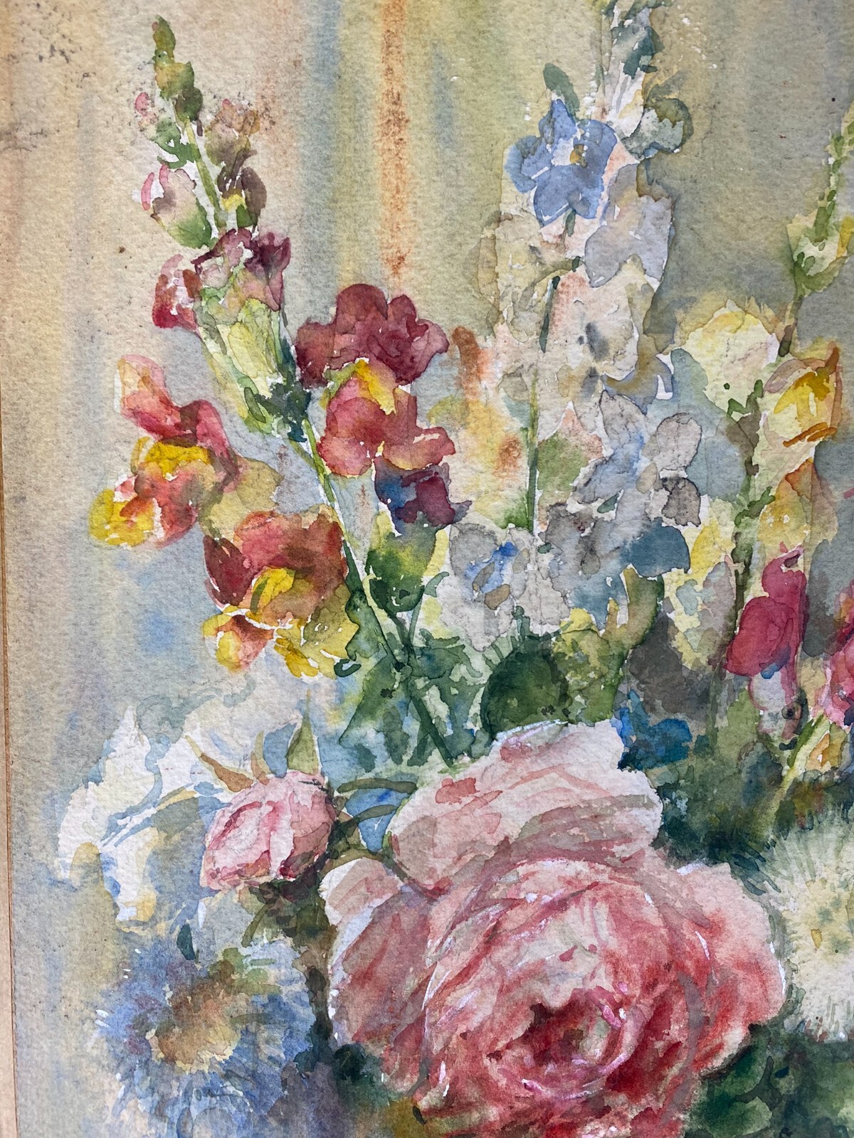 Antikes Aquarell auf Papier Blumenstillleben MAX RIEGER – Bild 3
