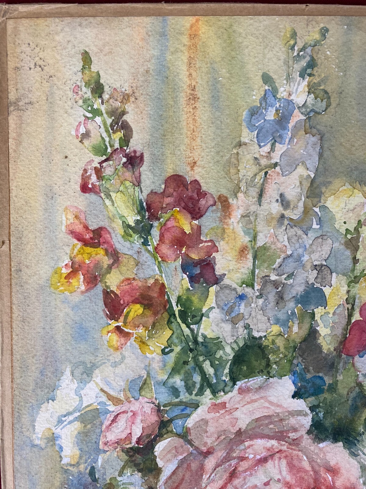 Antikes Aquarell auf Papier Blumenstillleben MAX RIEGER – Bild 5