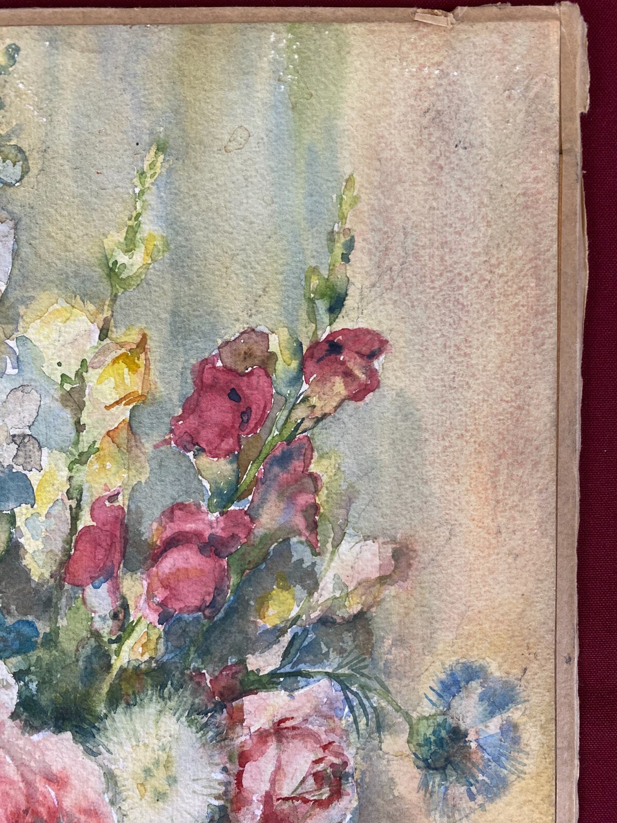 Antikes Aquarell auf Papier Blumenstillleben MAX RIEGER – Bild 6