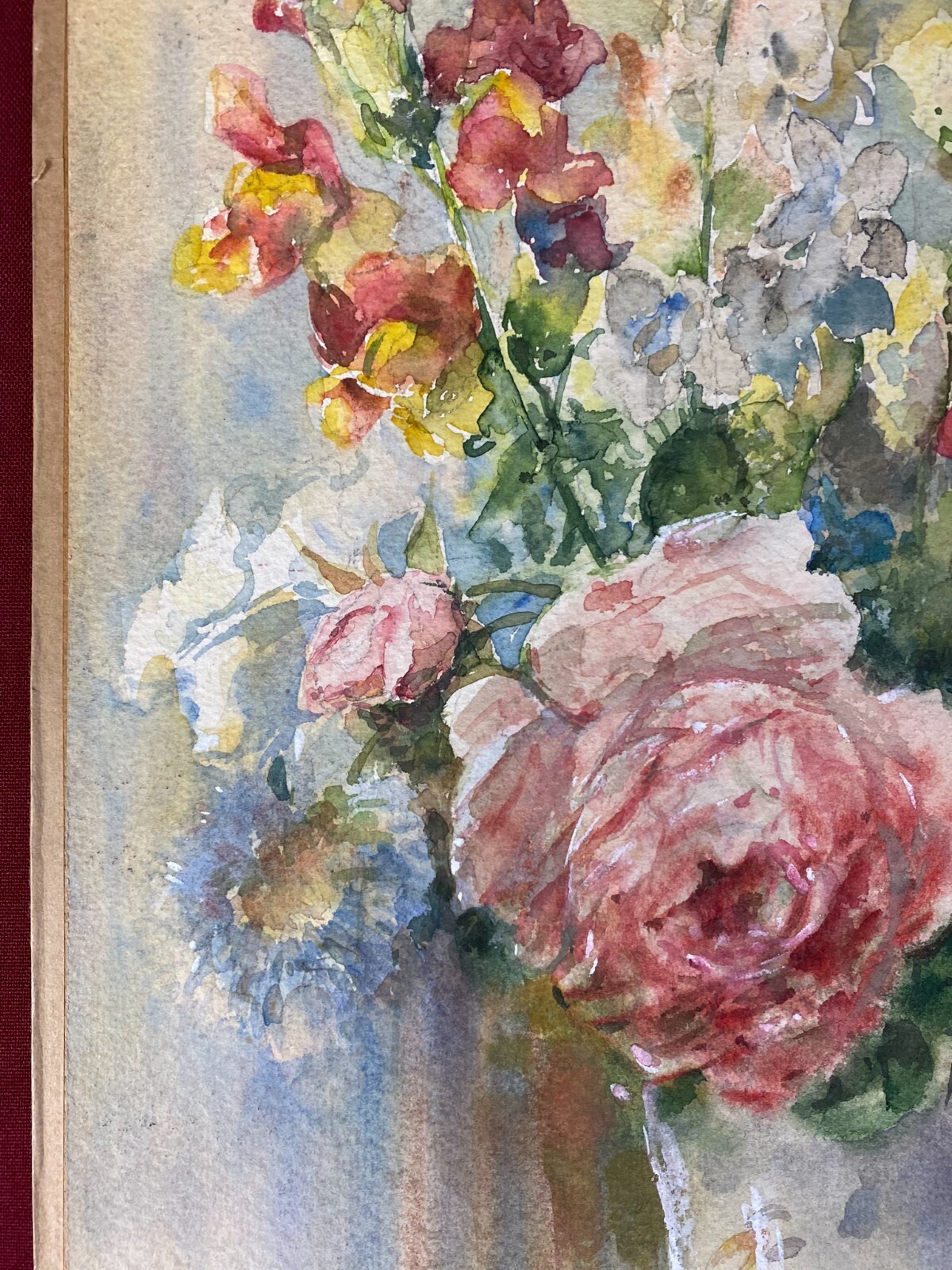 Antikes Aquarell auf Papier Blumenstillleben MAX RIEGER – Bild 7