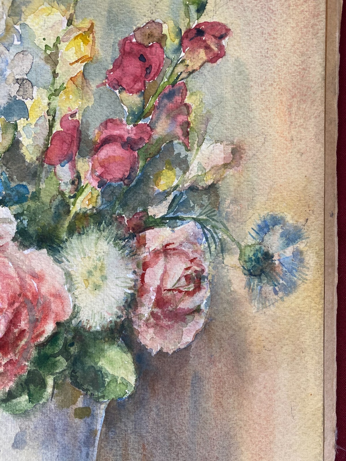 Antikes Aquarell auf Papier Blumenstillleben MAX RIEGER – Bild 8