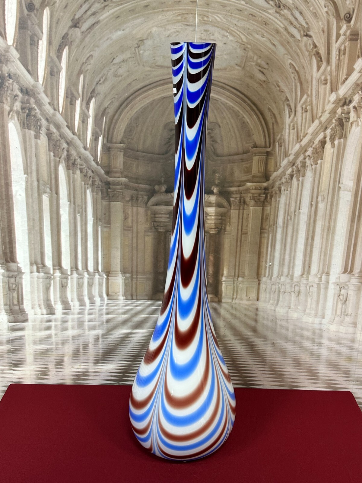 VINTAGE BODENVASE GROSS VASE AUS GLAS LOLLIPOP SPACE AGE SCHOTT ZWIESEL 94x27cm