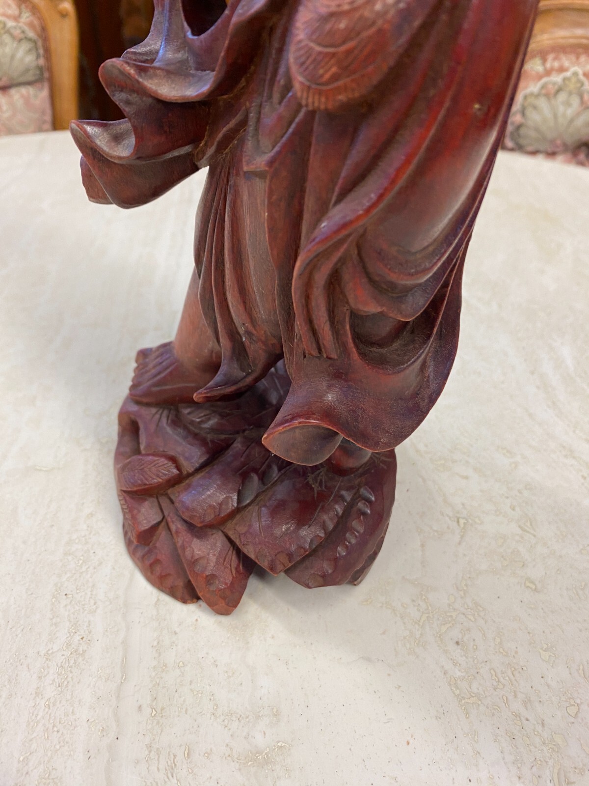 CHINA SKULPTUR AUS HOLZ STEHENDER GELEHRTER 32cm HOCH – Bild 14